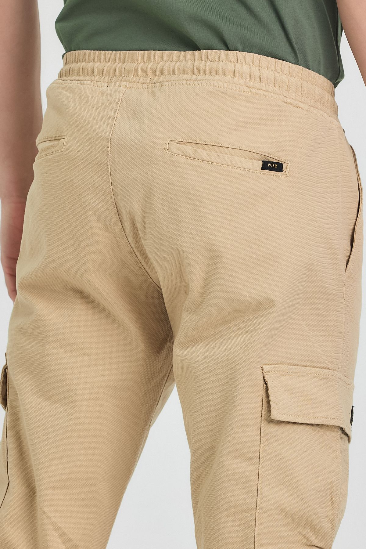Erkek Rahat Kesim Kargo Cepli Beli Lastikli Jogger Pantolon - camel