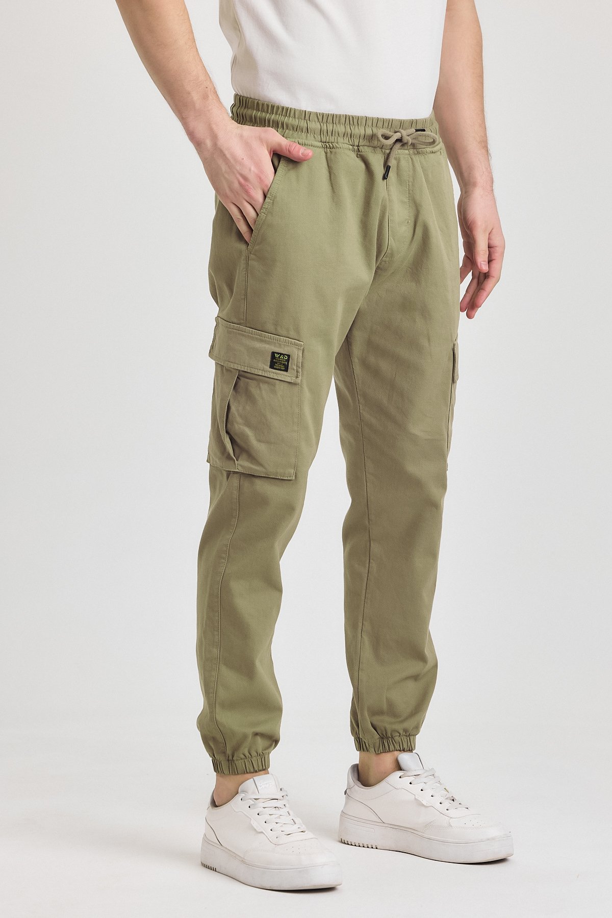 Erkek Rahat Kesim Kargo Cepli Beli Lastikli Jogger Pantolon - yeşil
