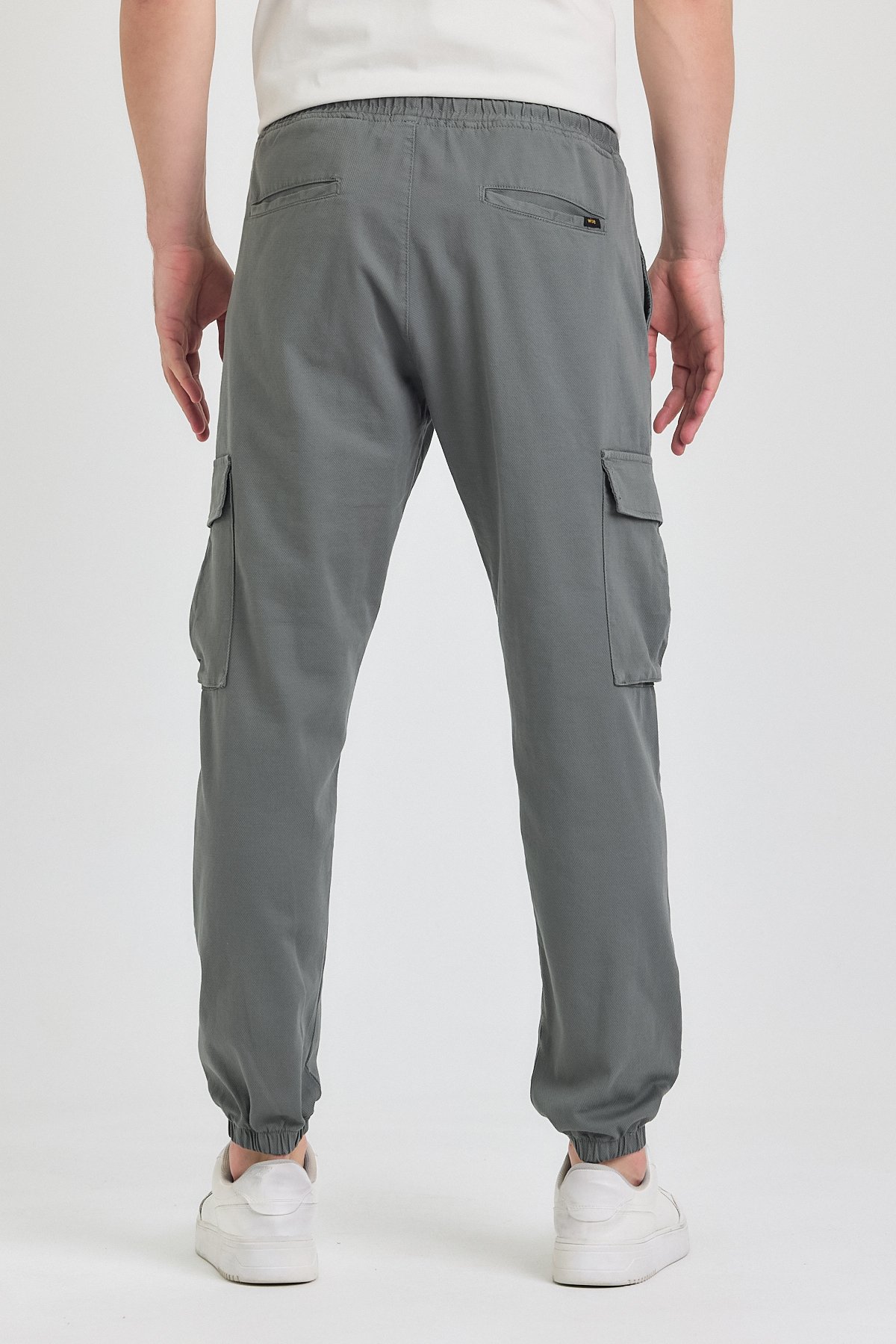 Erkek Rahat Kesim Kargo Cepli Beli Lastikli Jogger Pantolon - duman