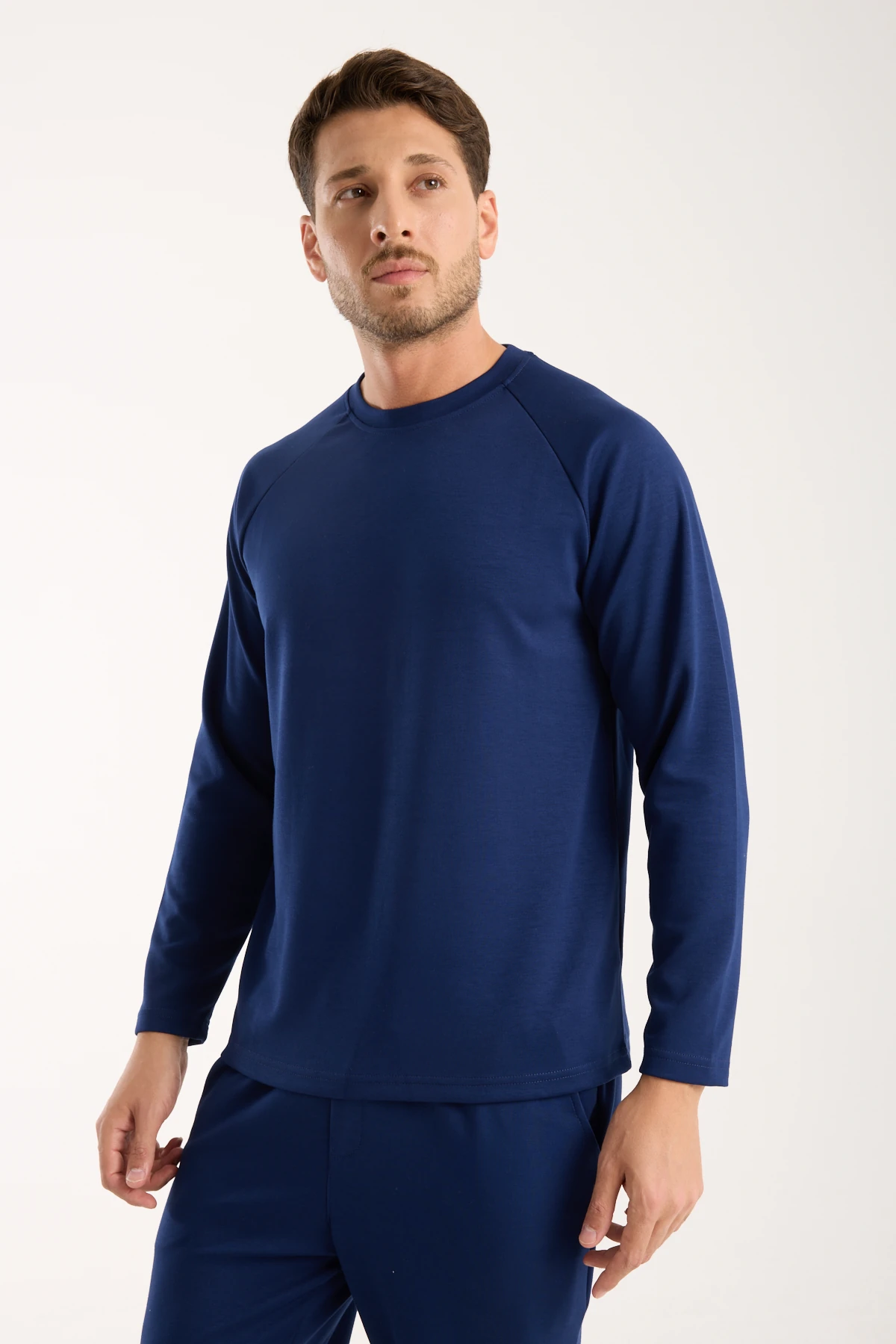 Erkek Bisiklet Yaka Konforlu Sweatshirt - lacivert