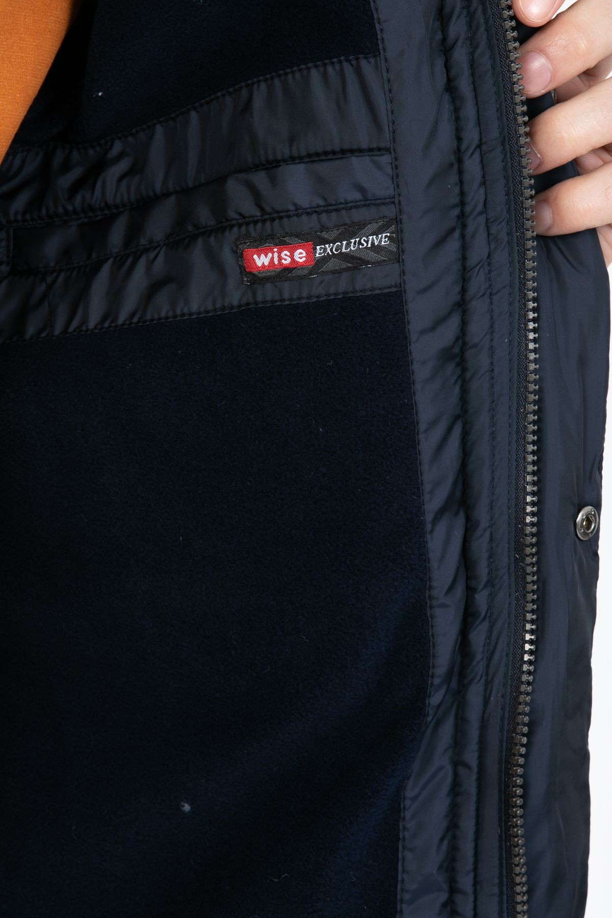 Erkek Kapüşonlu İçi Polarlı %100 Polyester Şişme Mont - lacivert