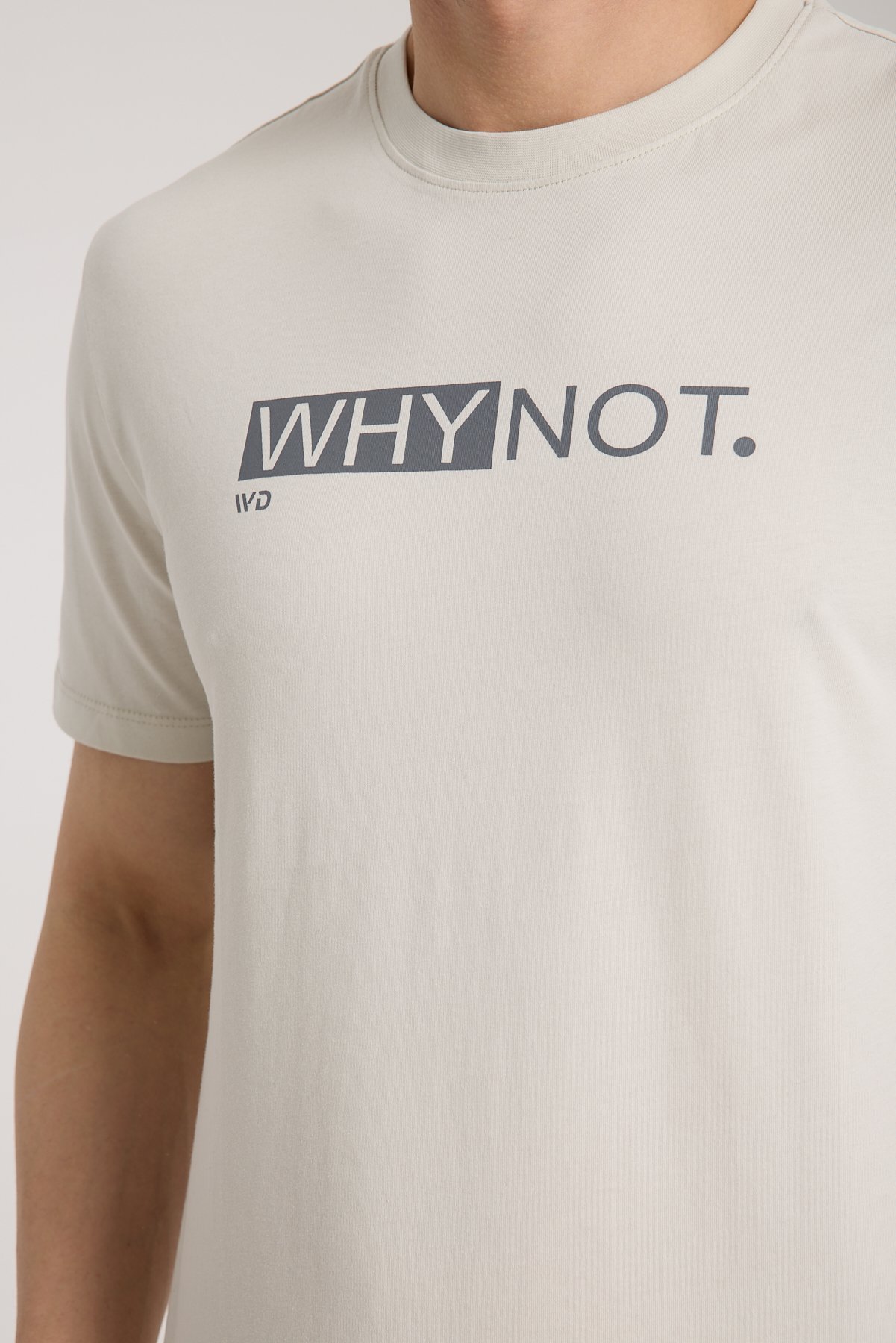 Erkek %100 Pamuk Rahat Kesim Baskılı T-shirt - taş