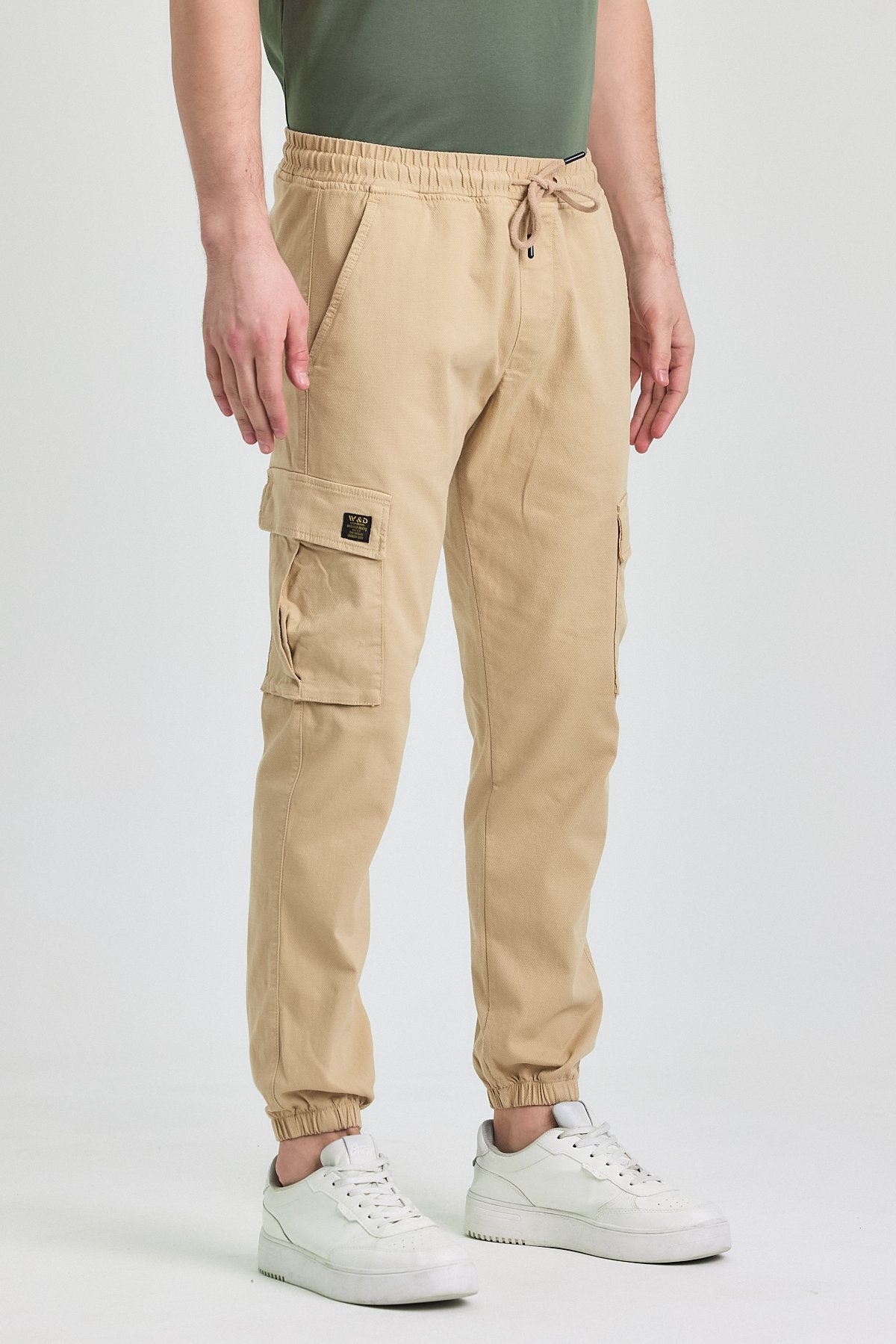 Erkek Rahat Kesim Kargo Cepli Beli Lastikli Jogger Pantolon - camel