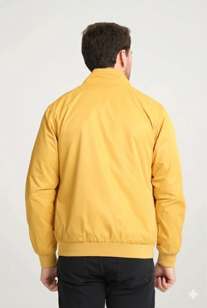 Erkek Dik Yaka Baharlık Rüzgarlık  - çizgisiz sarı