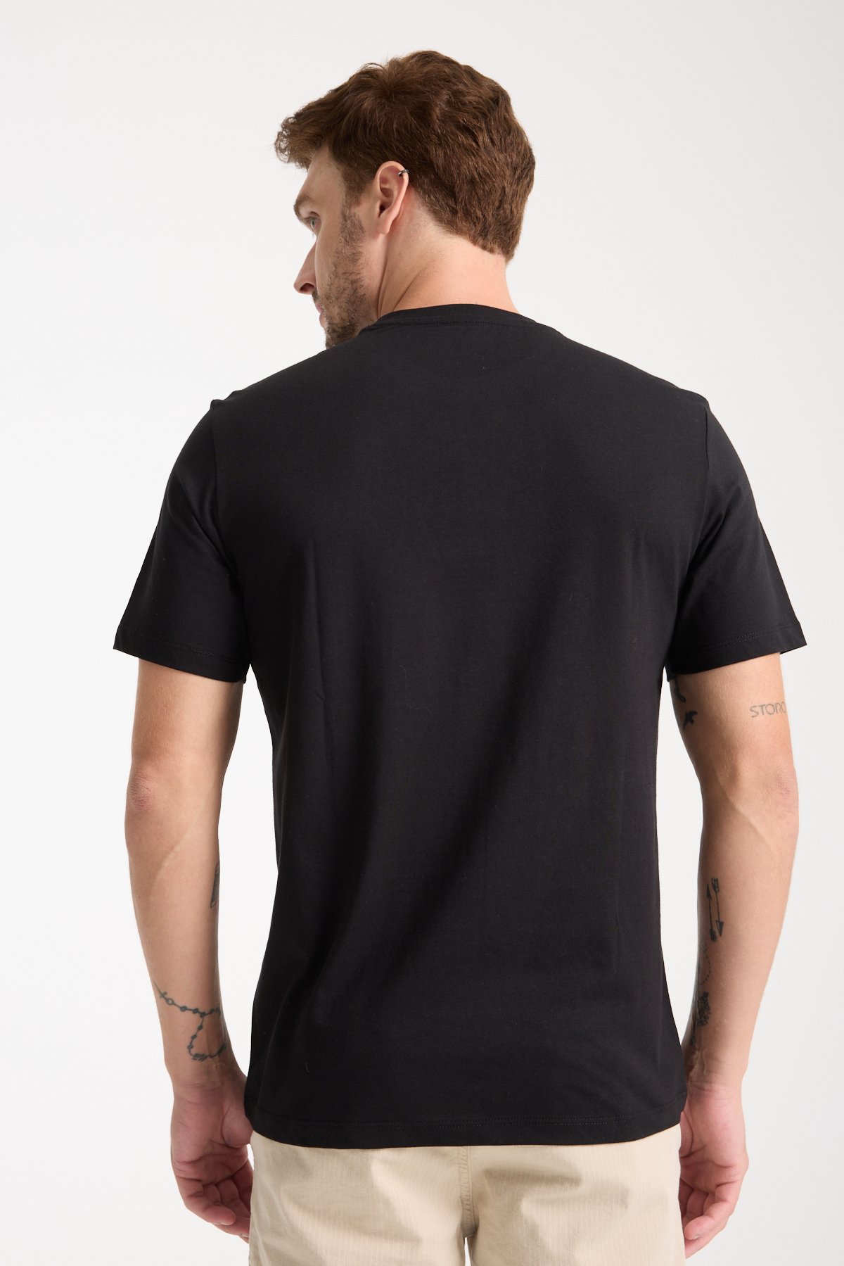 Erkek %100 Pamuk Rahat Kesim Baskılı T-shirt - Siyah
