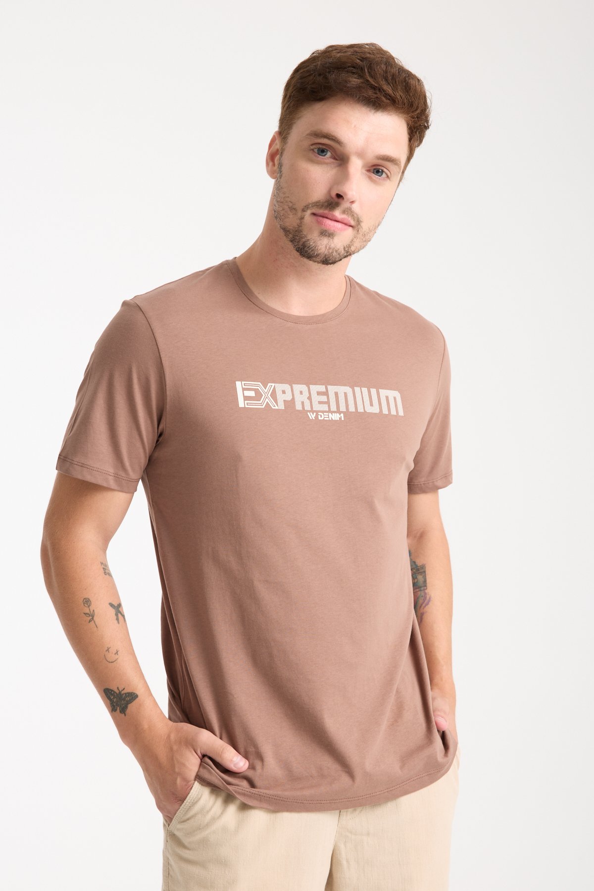 Erkek %100 Pamuk Rahat Kesim Baskılı T-shirt
