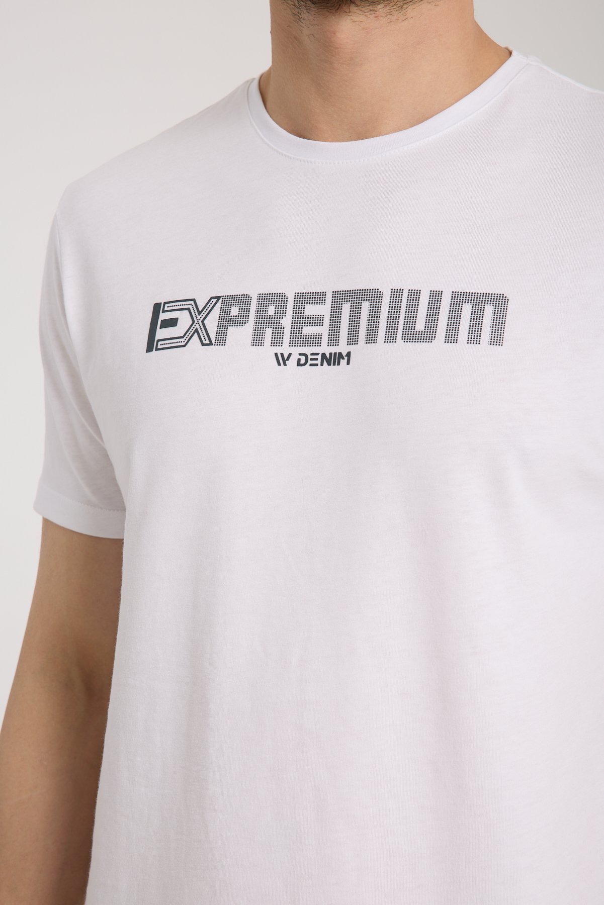 Erkek %100 Pamuk Rahat Kesim Baskılı T-shirt - beyaz