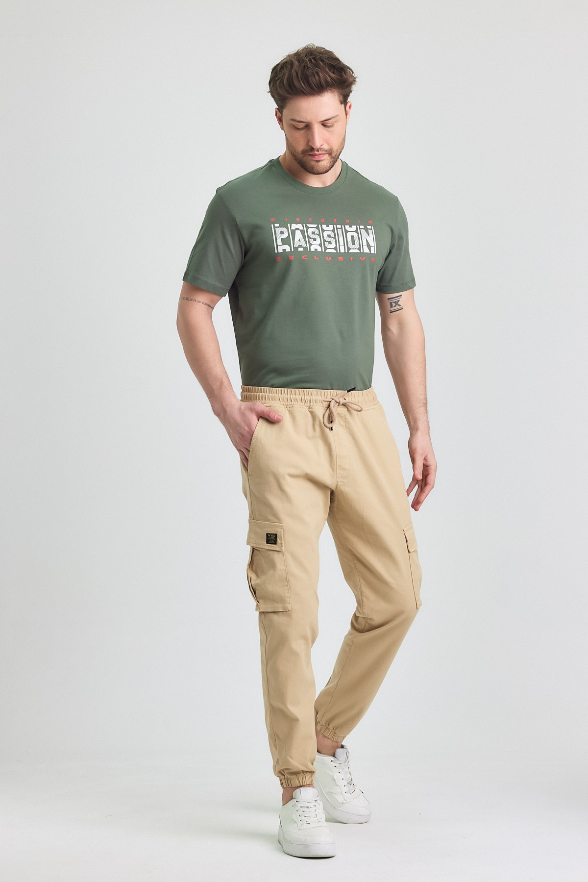 Erkek Rahat Kesim Kargo Cepli Beli Lastikli Jogger Pantolon
