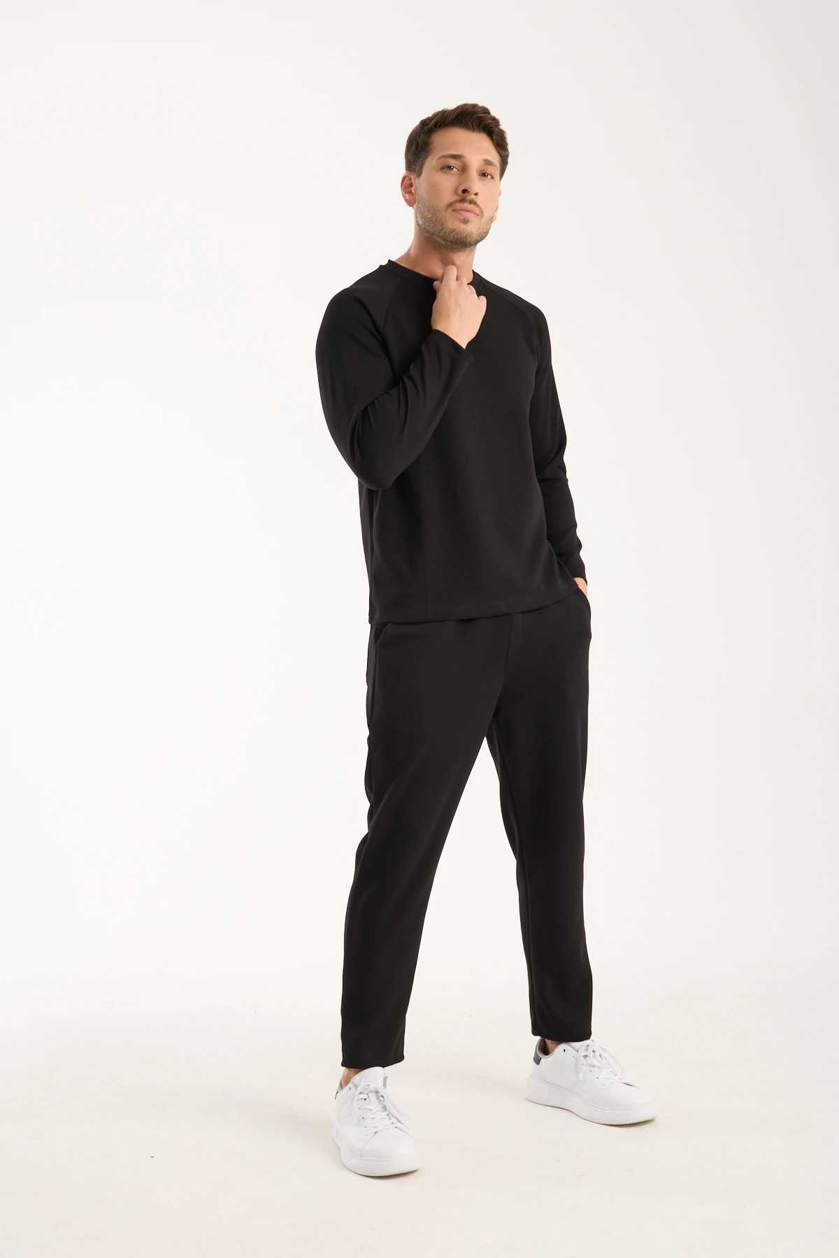 Erkek Bisiklet Yaka Konforlu Sweatshirt