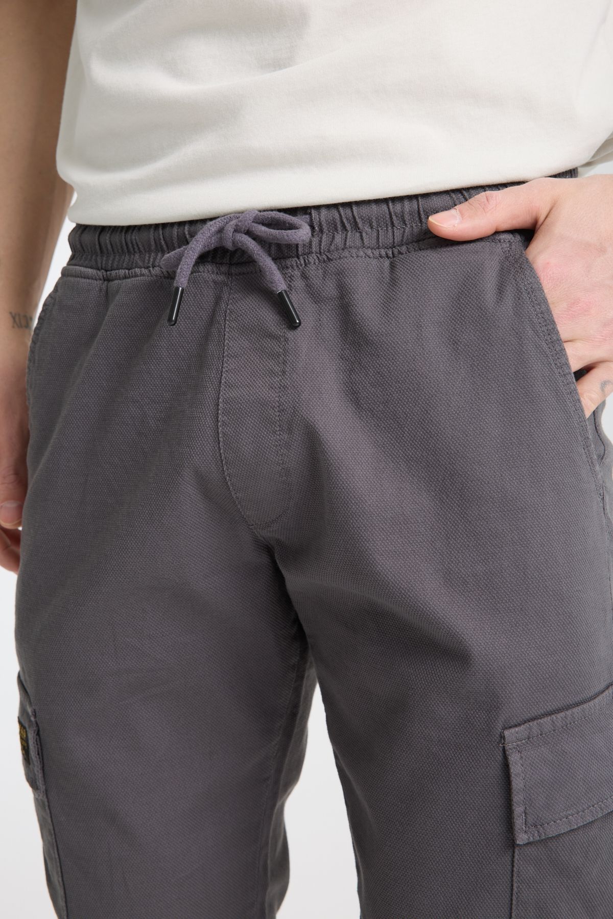 Erkek Rahat Kesim Kargo Cepli Beli Lastikli Jogger Pantolon - antrasit