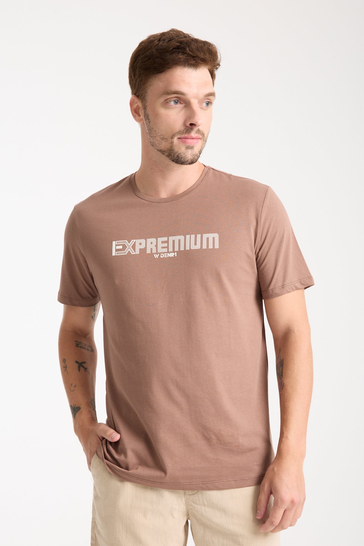 Erkek %100 Pamuk Rahat Kesim Baskılı T-shirt