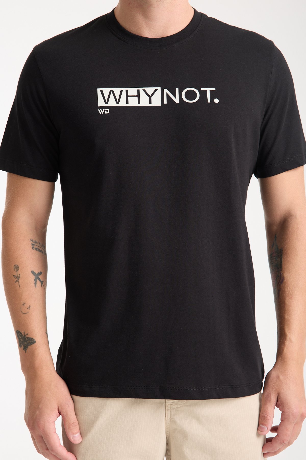 Erkek %100 Pamuk Rahat Kesim Baskılı T-shirt - Siyah