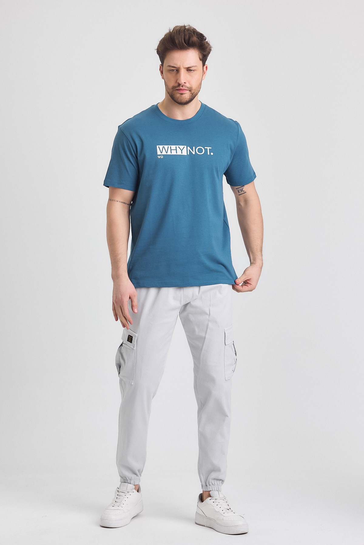 Erkek %100 Pamuk Rahat Kesim Baskılı T-shirt