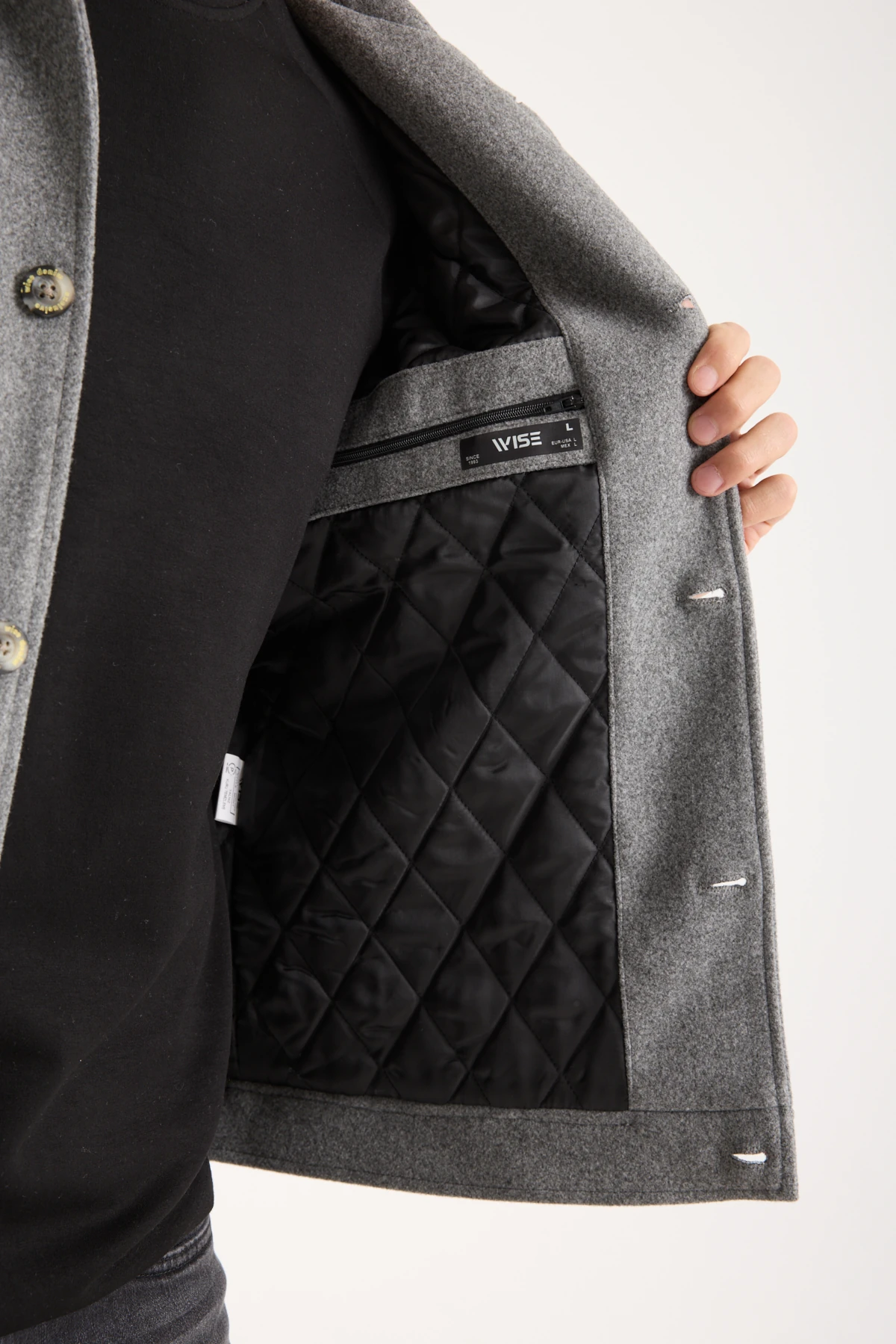 Erkek Çift Cepli Kaşe Düğmeli Ceket Mont 