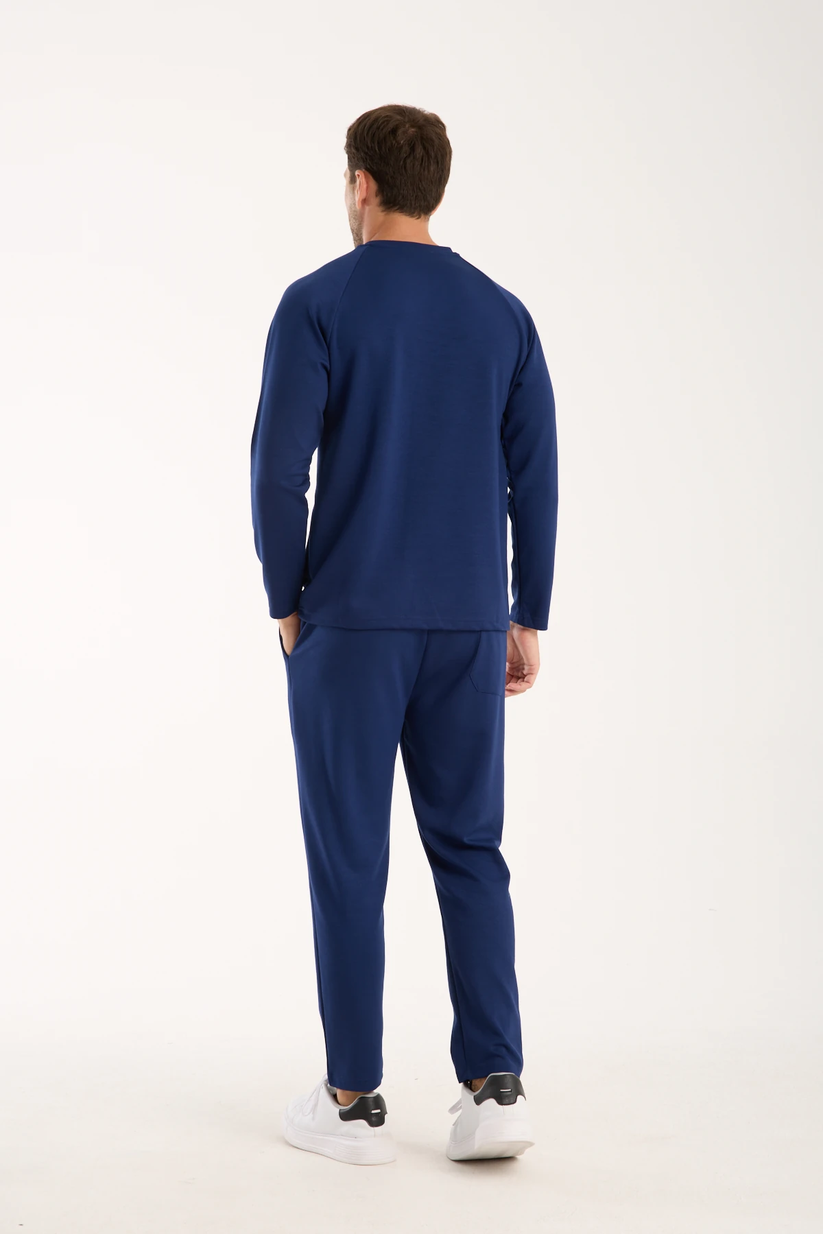 Erkek Bisiklet Yaka Konforlu Sweatshirt - lacivert