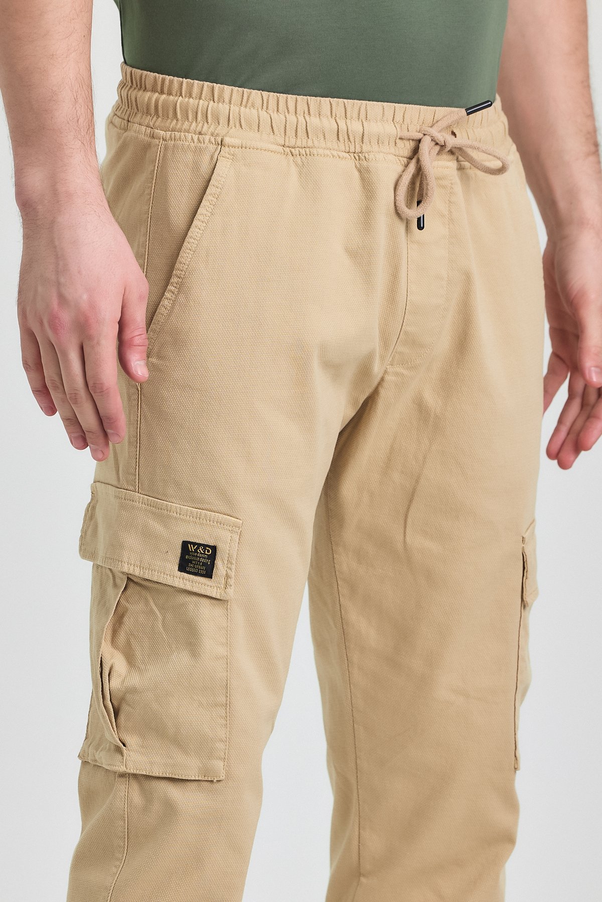 Erkek Rahat Kesim Kargo Cepli Beli Lastikli Jogger Pantolon - camel