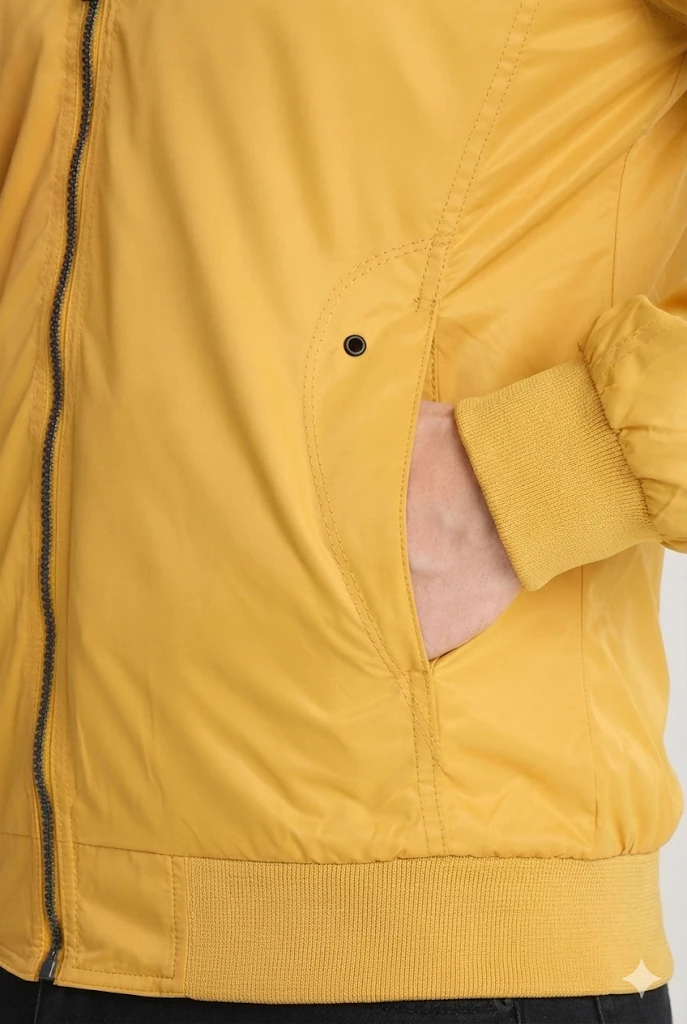 Erkek Dik Yaka Baharlık Rüzgarlık  - çizgisiz sarı