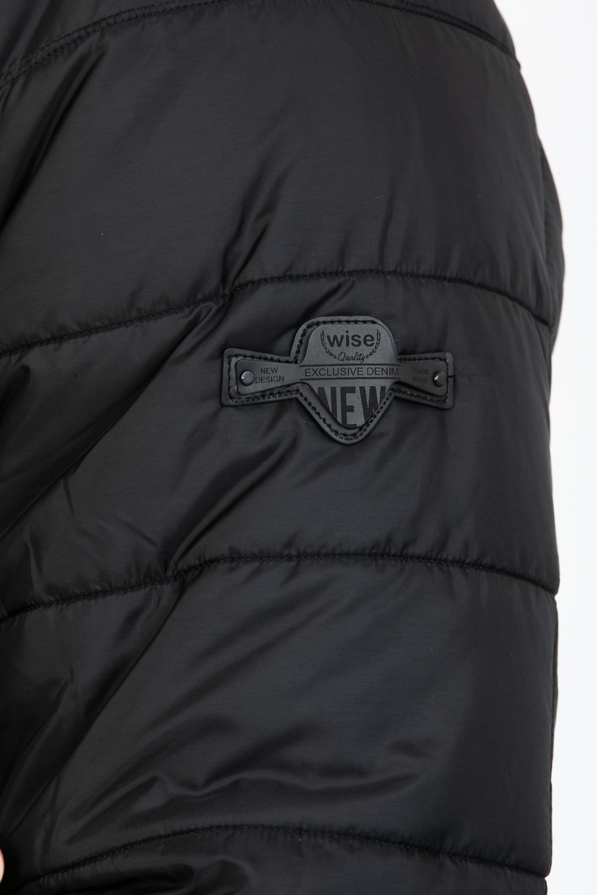 Erkek Kapüşonlu İçi Polarlı %100 Polyester Şişme Mont - Siyah