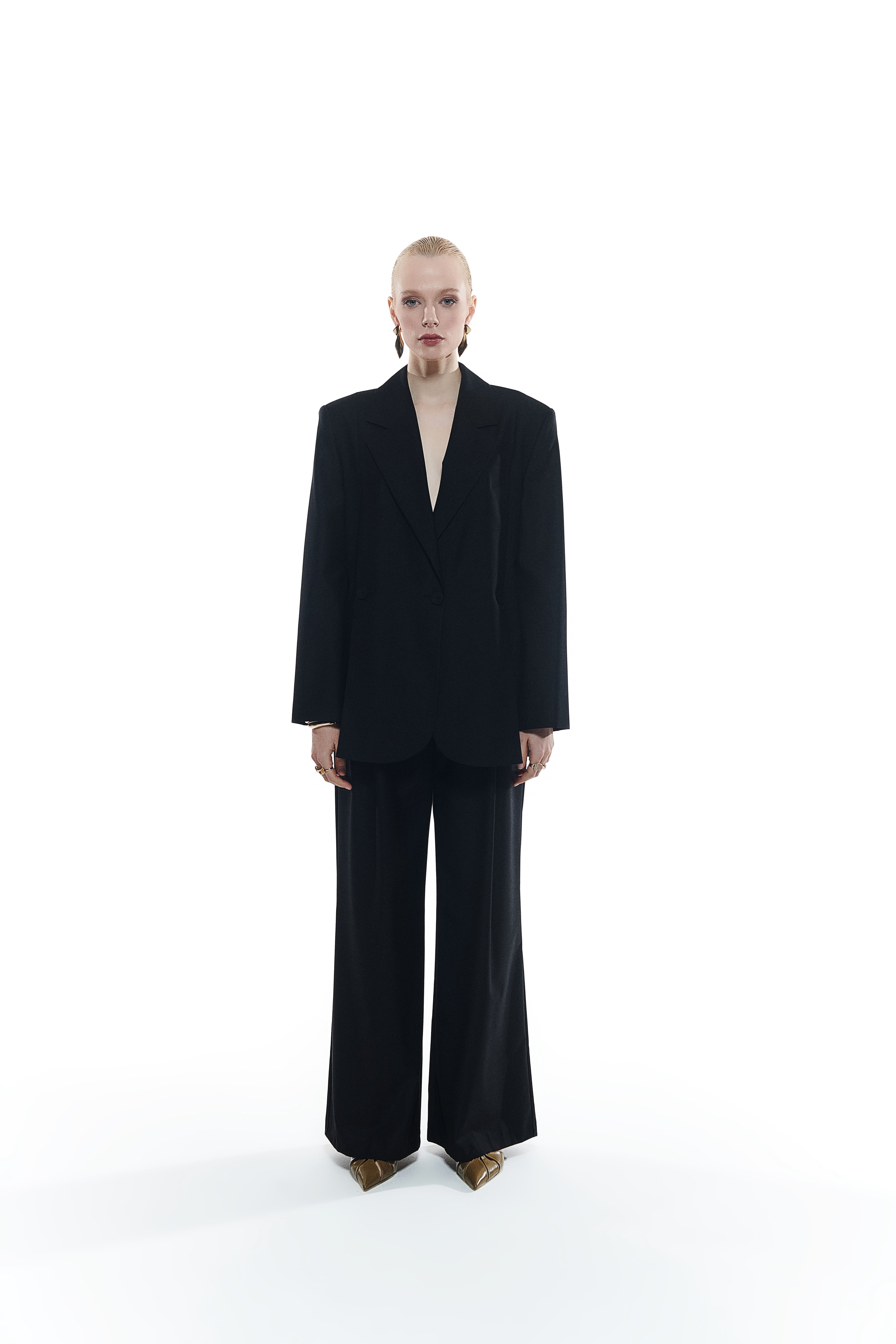 Double Breasted Blazer Jacket - Black