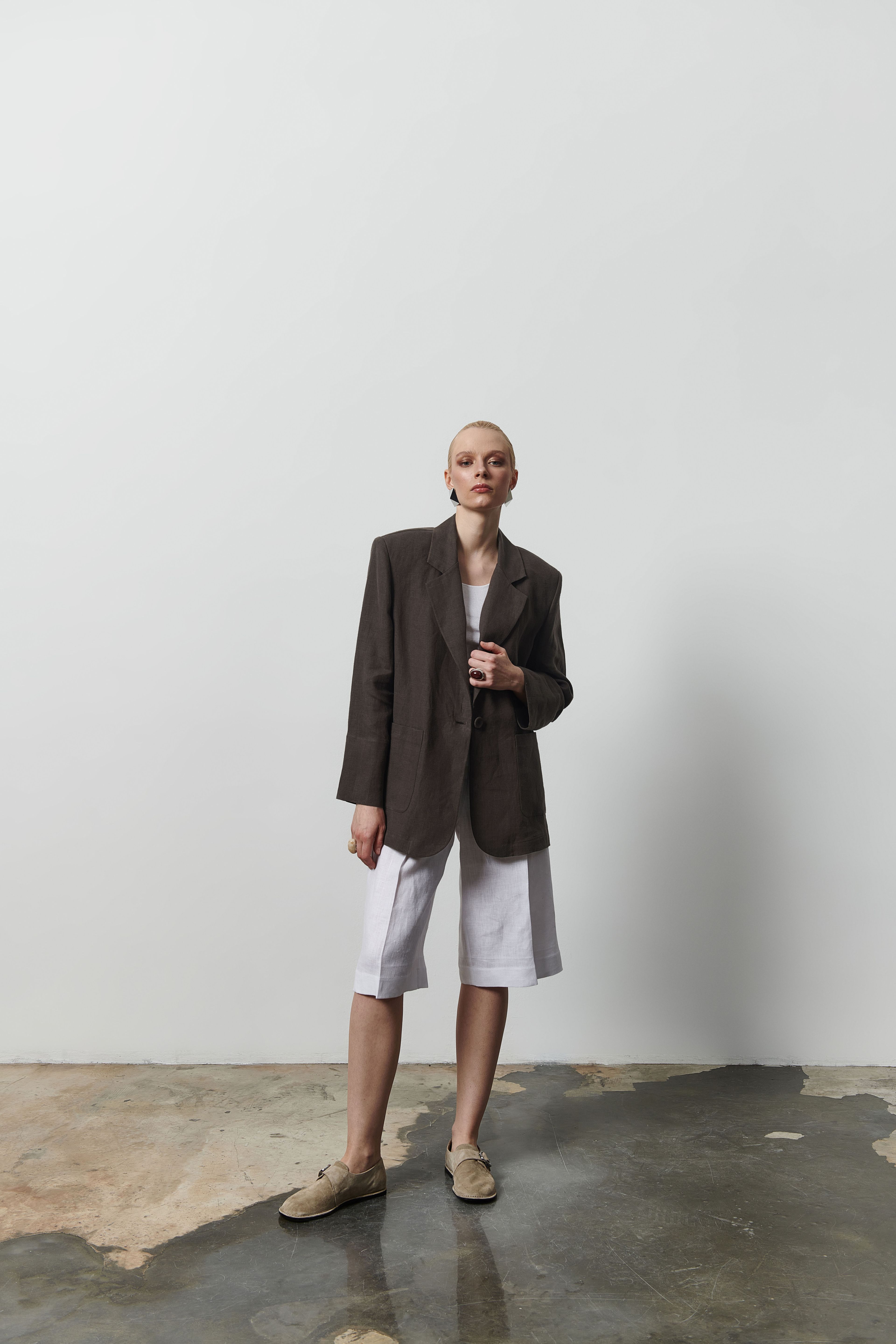 Large Pocket Blazer Jacket - Mink