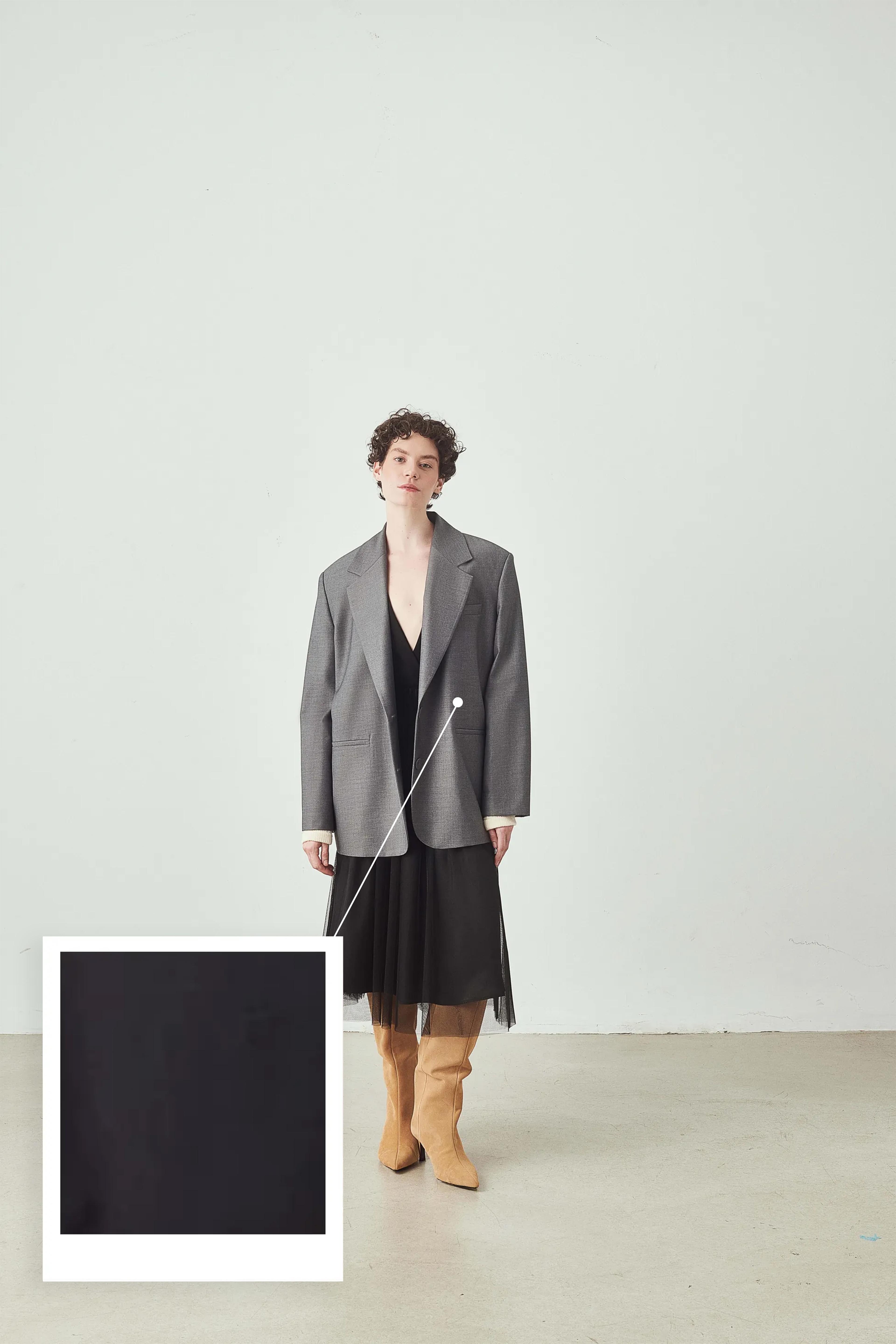 Arka Yırtmaç Detaylı Oversize Ceket - Siyah