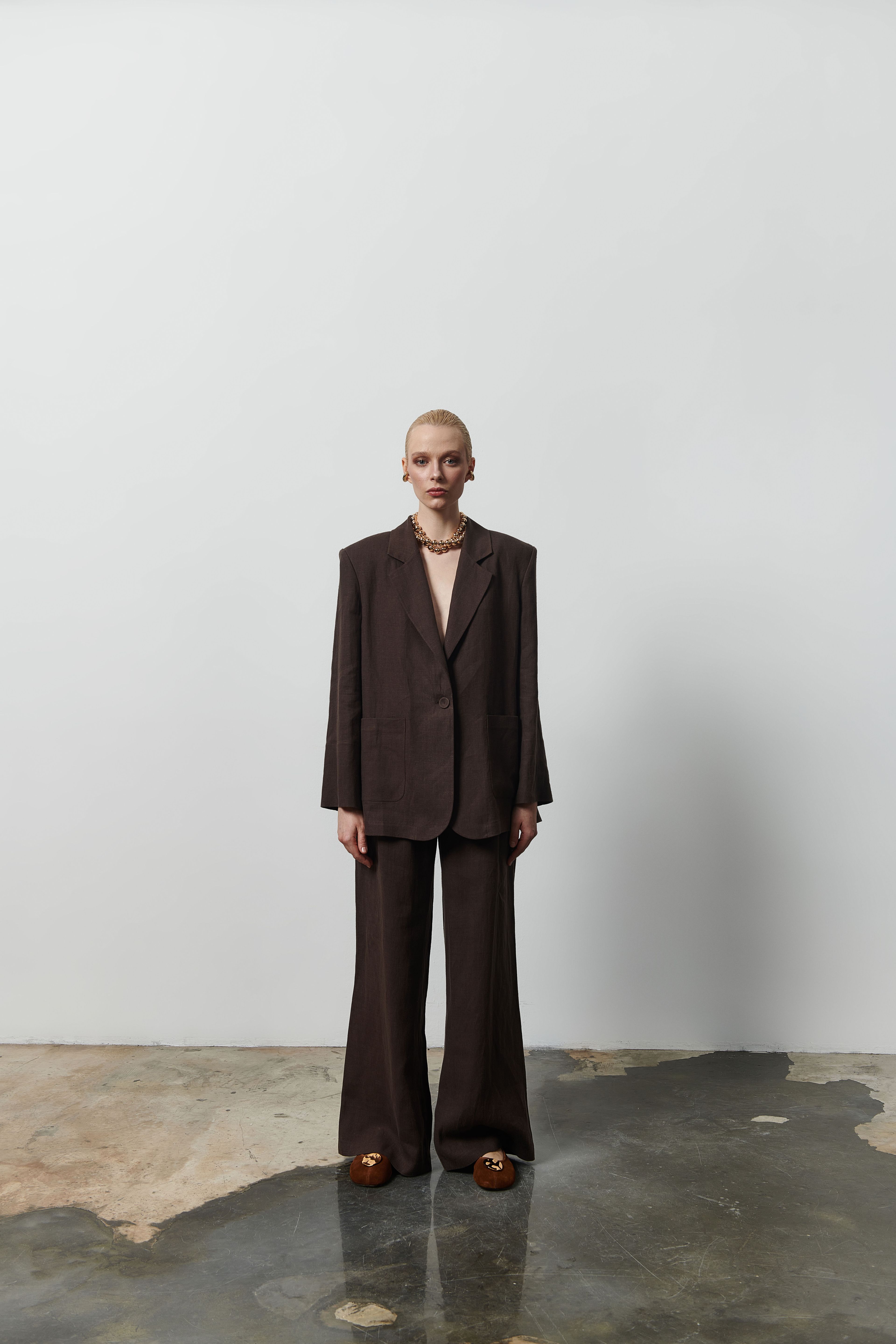 Large Pocket Blazer Jacket - Coffee
