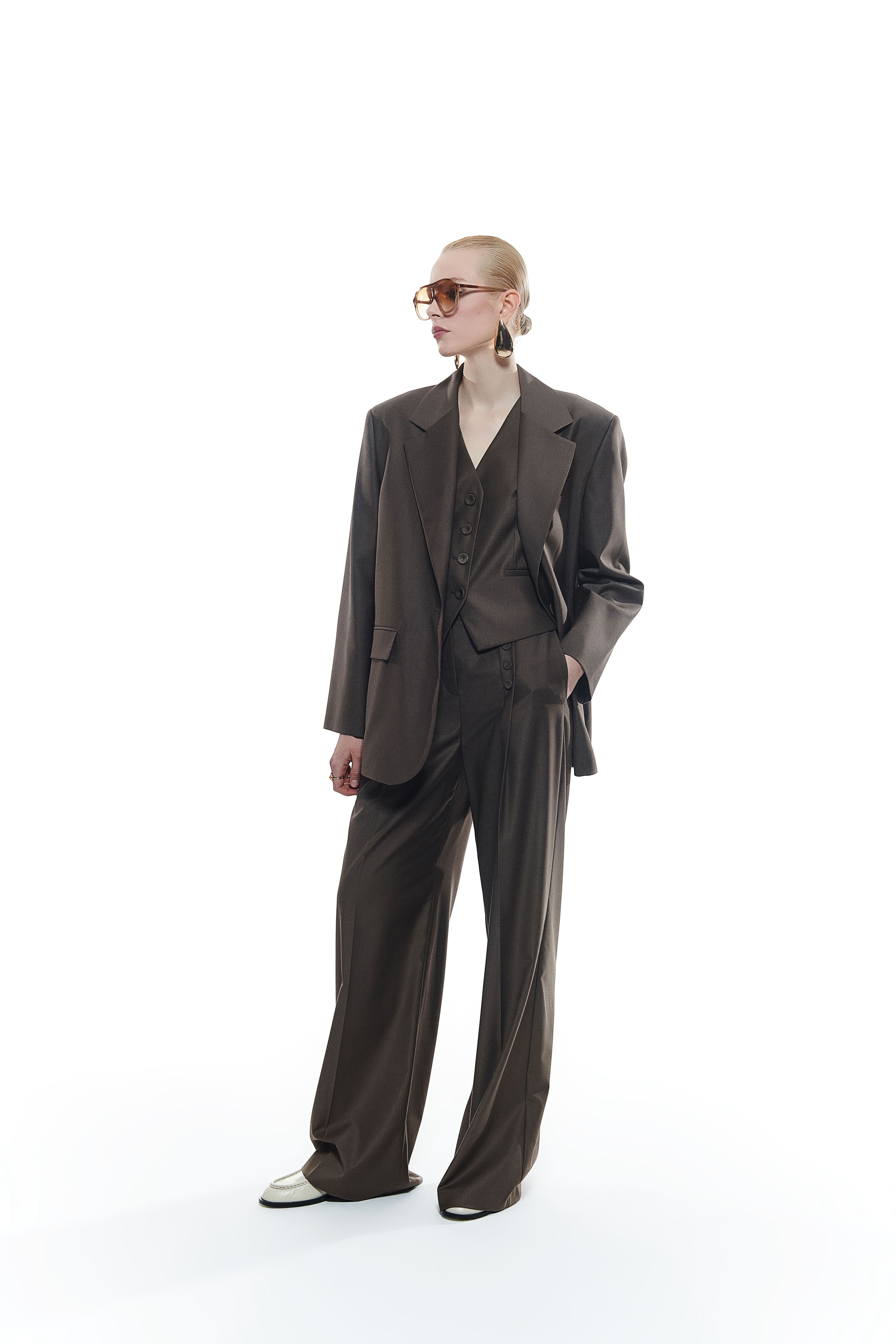 Düğme Detaylı Oversize Blazer Ceket