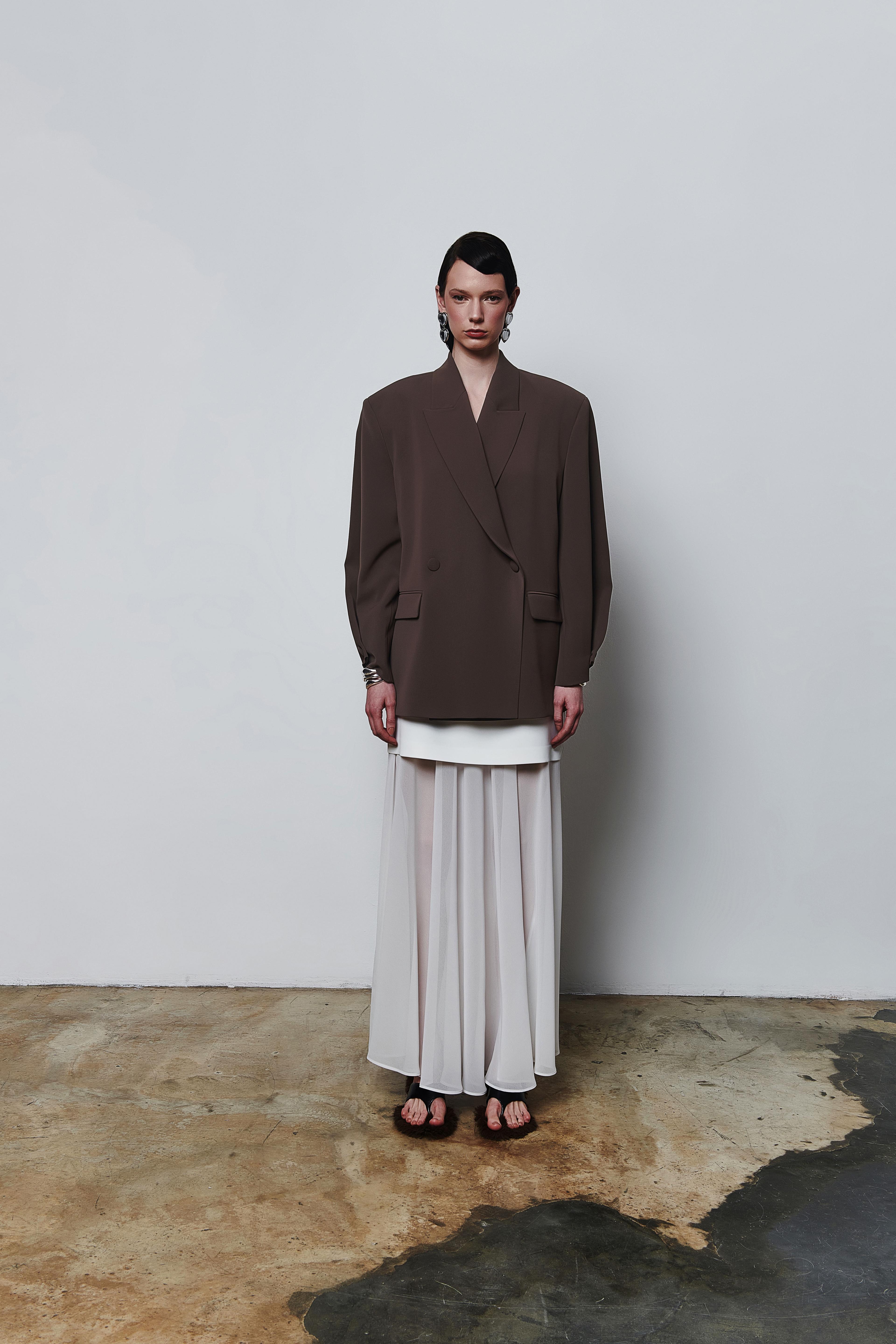 Oversize Buttoned Women's Jacket - Coffee