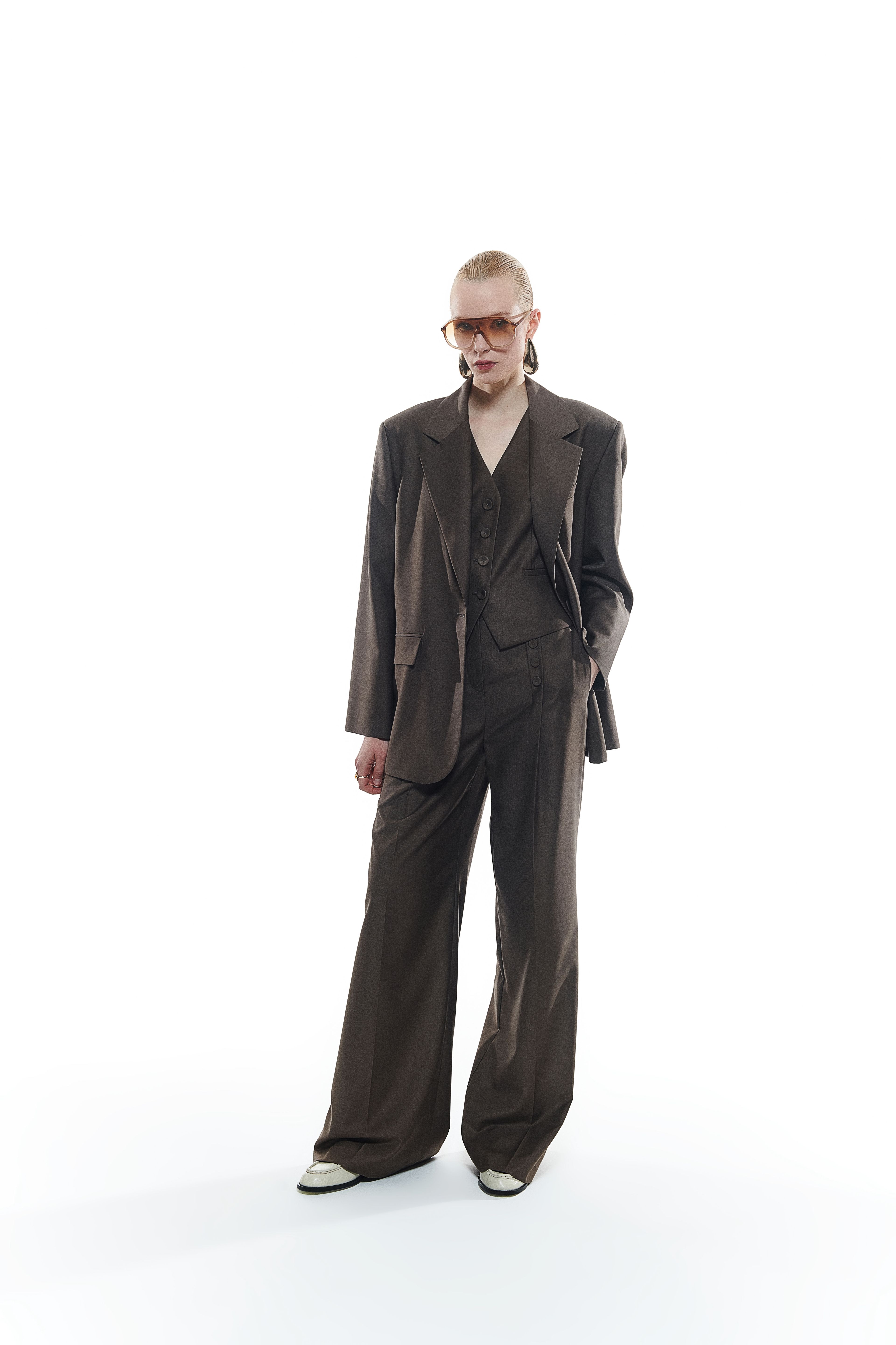 Düğme Detaylı Oversize Blazer Ceket