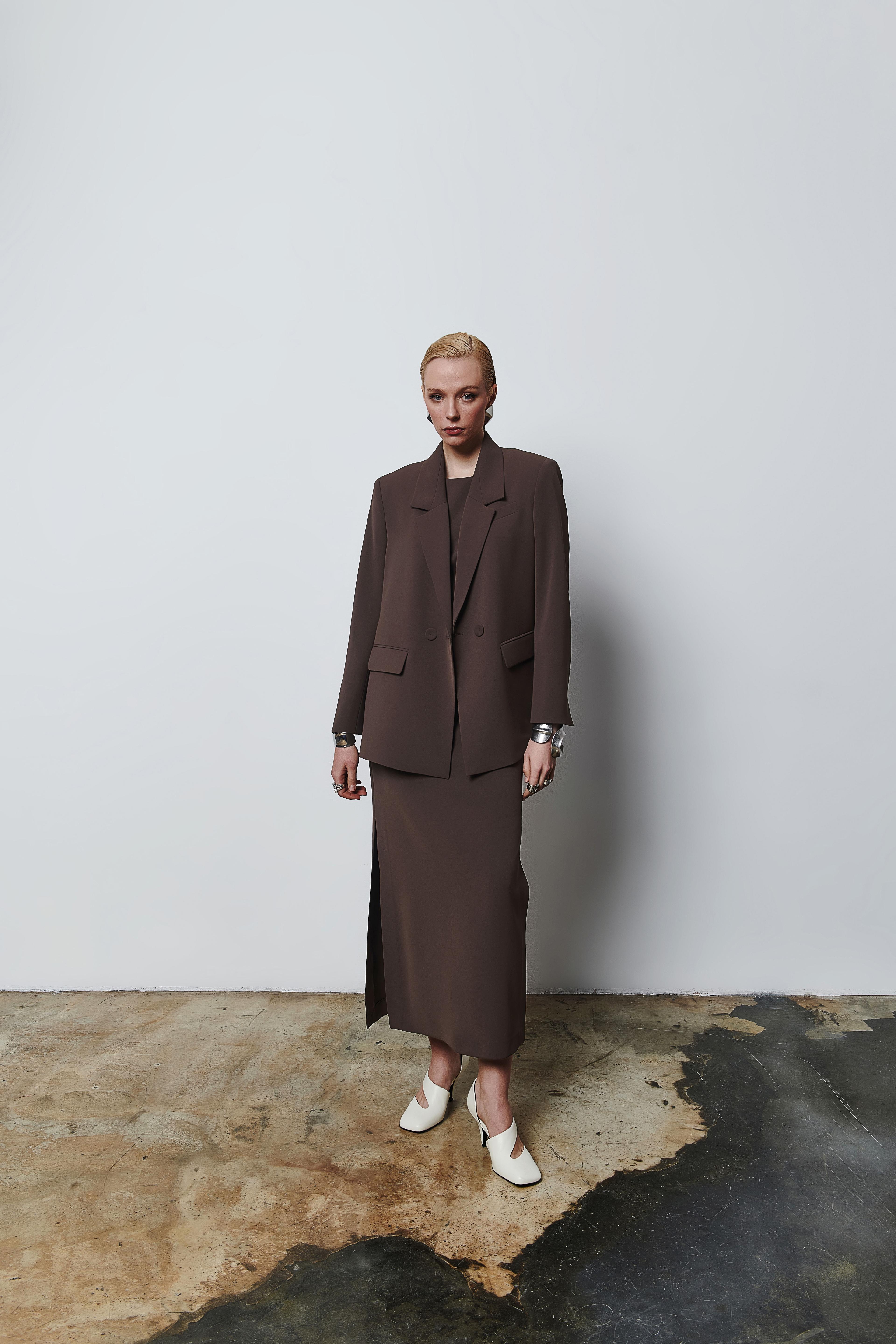 Women's Blazer Jacket - Coffee