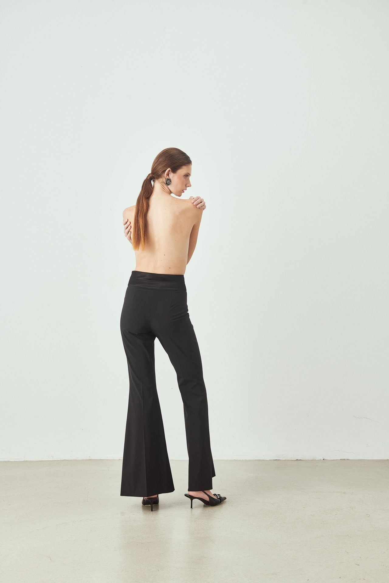 High-Waisted Flared Trousers