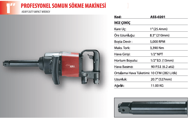 1" Profesyonel Somun Sökme Makinesi