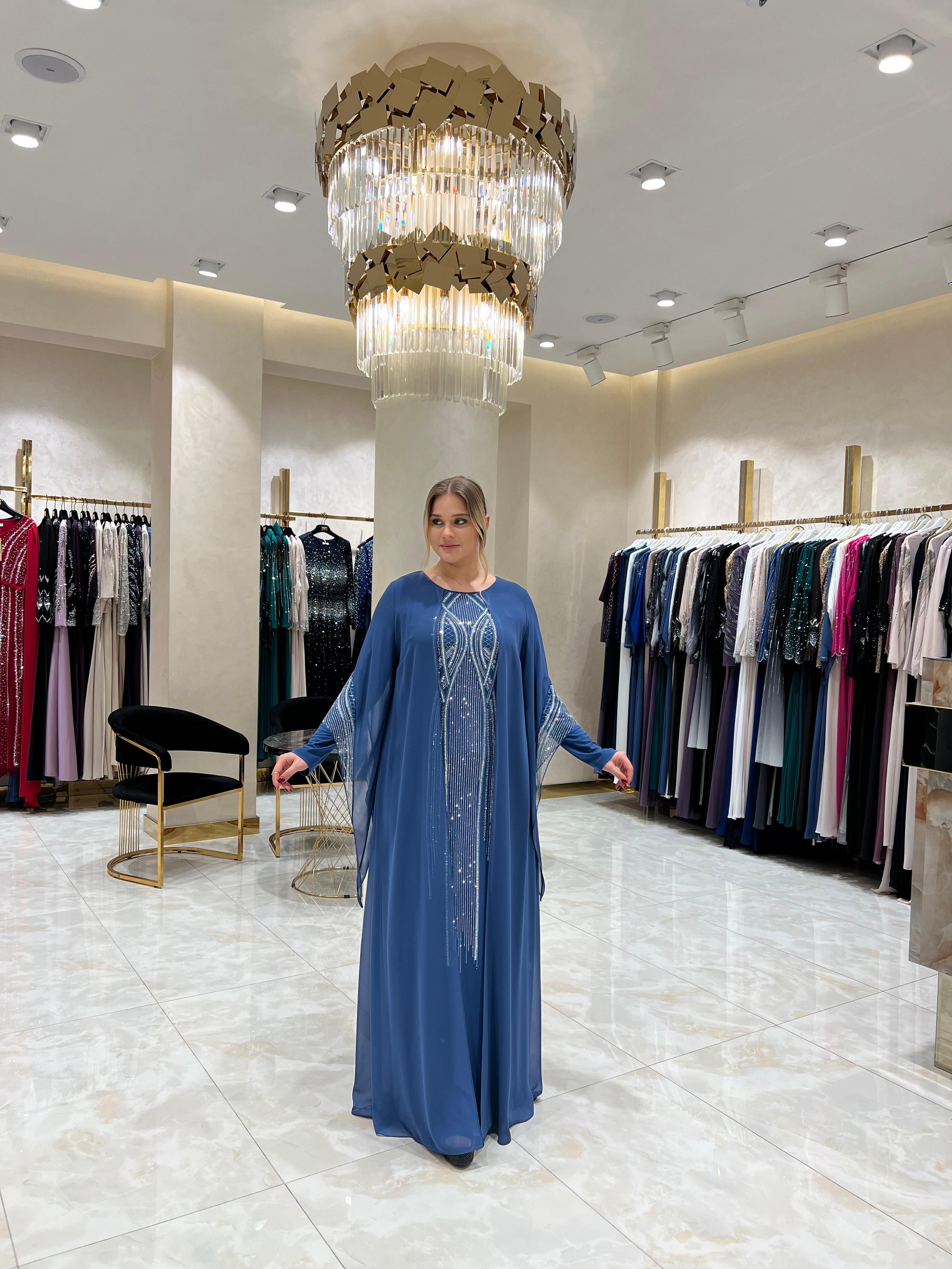 TAŞLI BÜYÜK BEDEN ABİYE KAFTAN