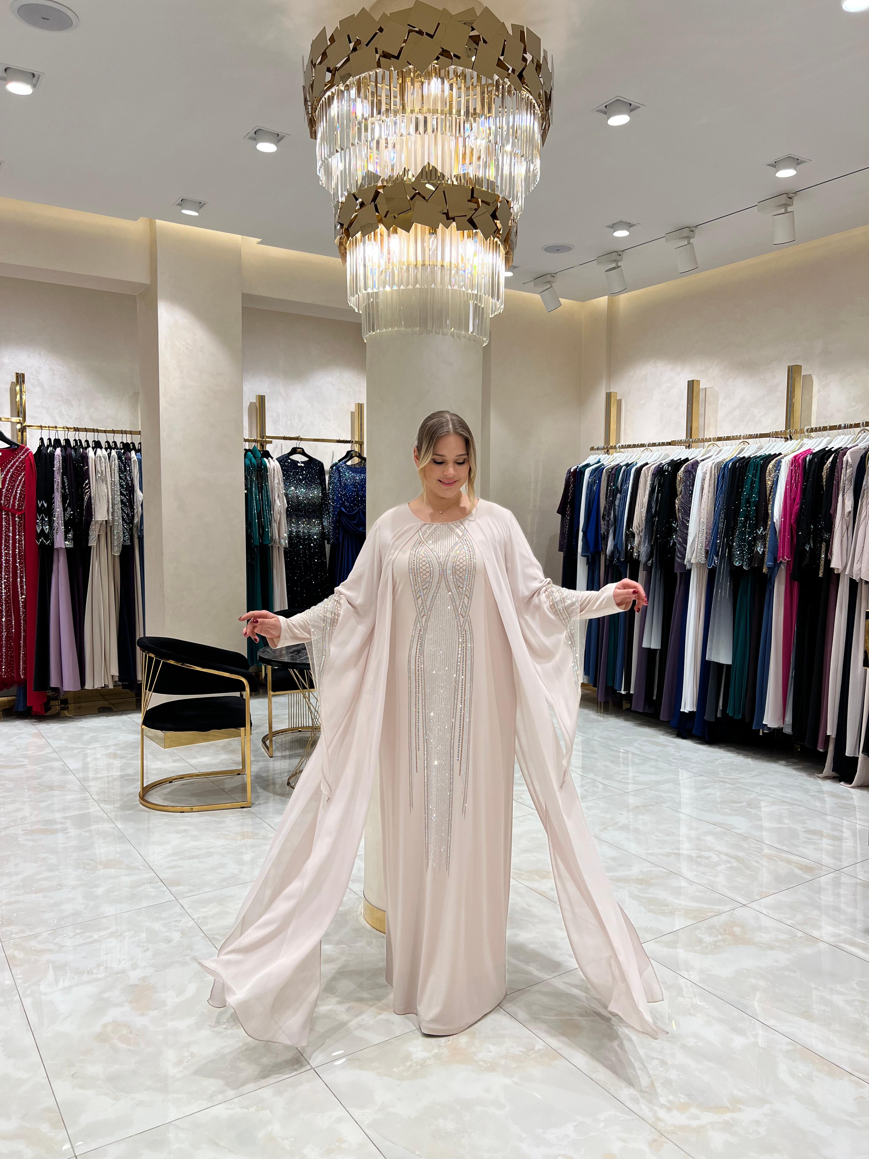 TAŞLI BÜYÜK BEDEN ABİYE KAFTAN