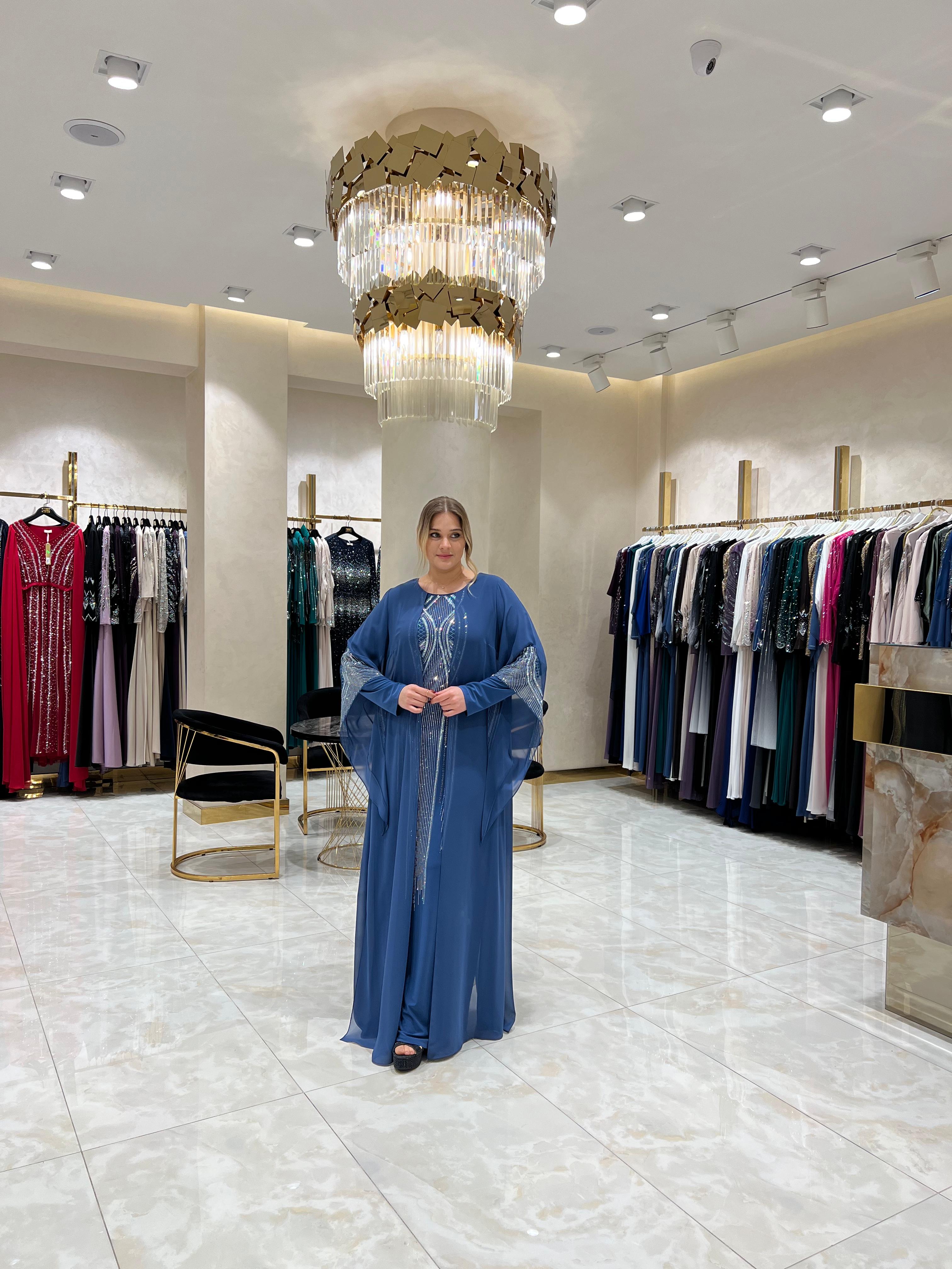 TAŞLI BÜYÜK BEDEN ABİYE KAFTAN