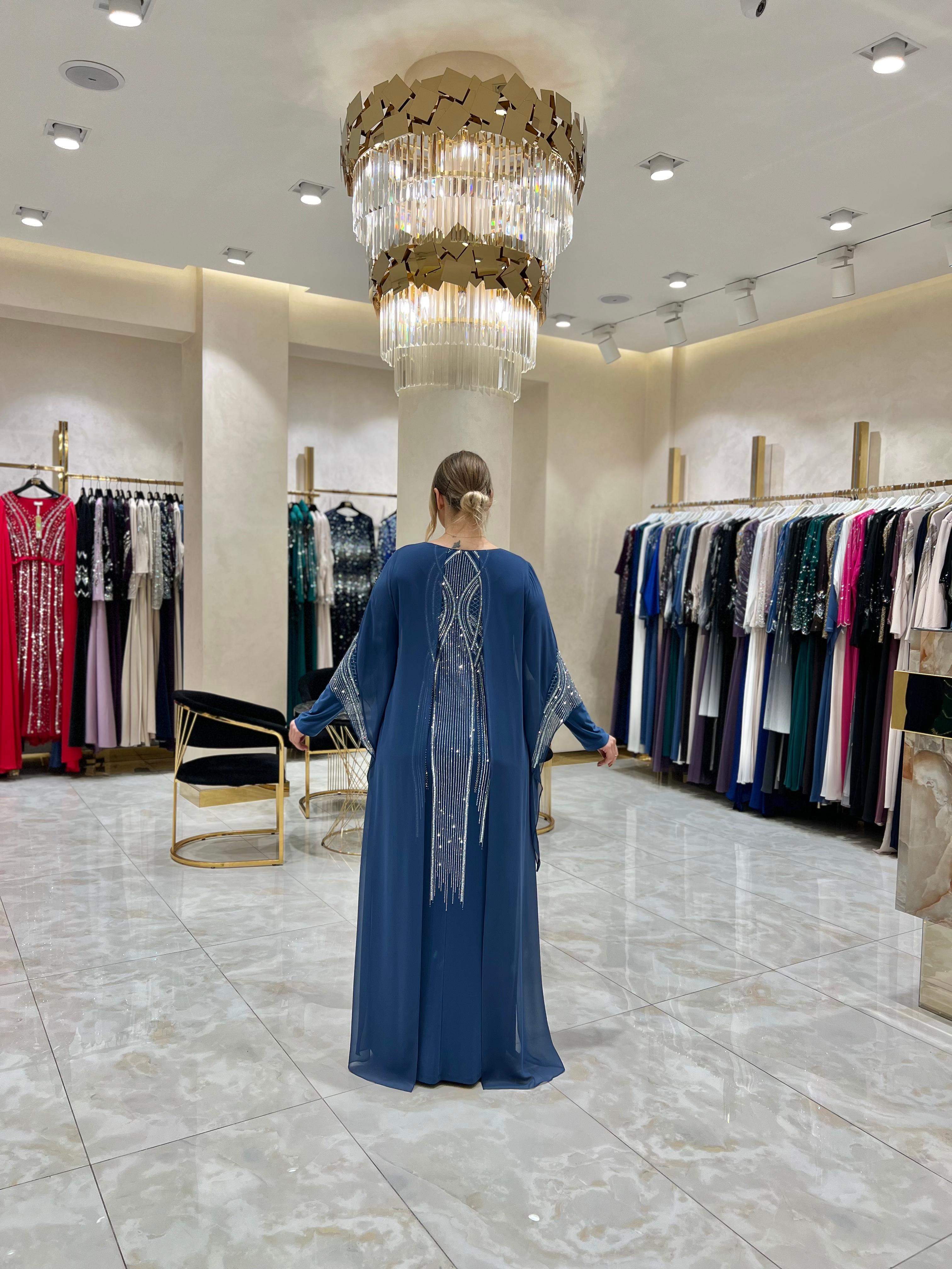 TAŞLI BÜYÜK BEDEN ABİYE KAFTAN
