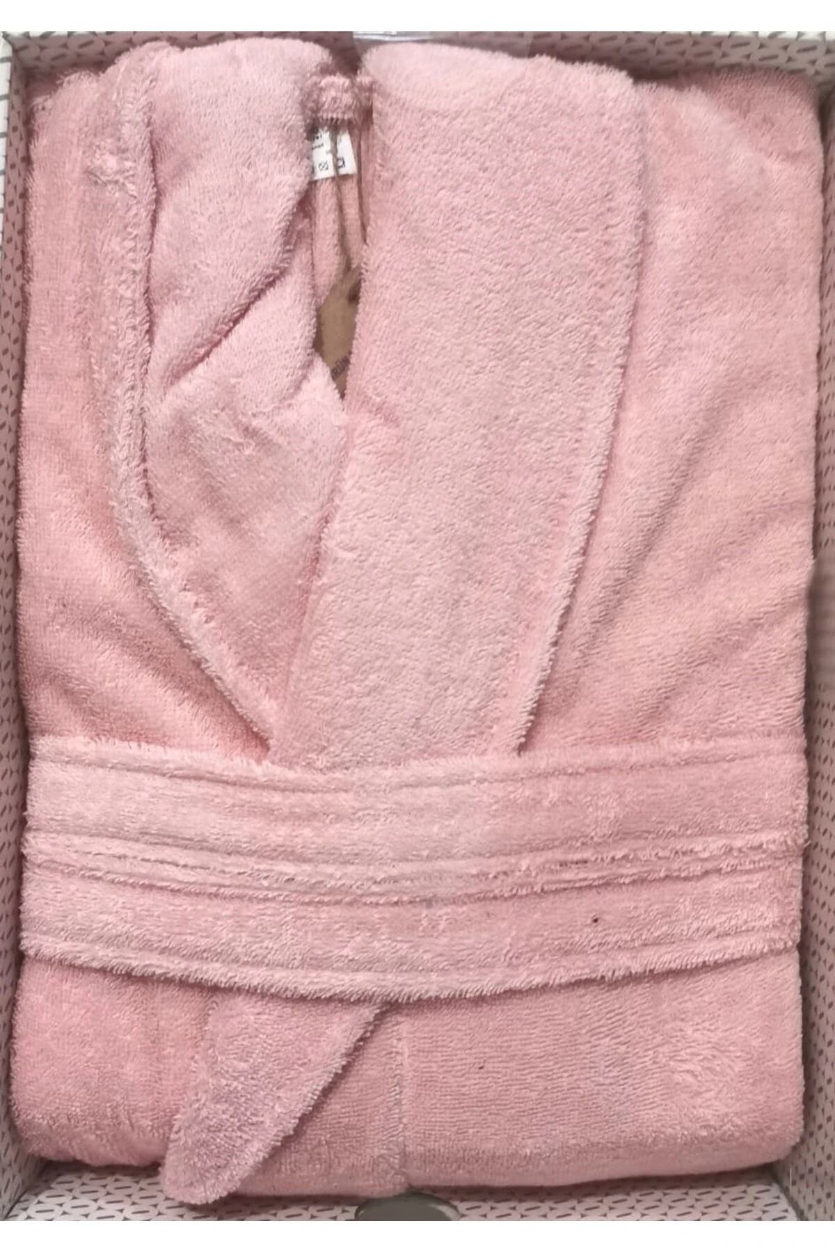 %100 Pamuk Colourist Şal Yaka Bornoz Açık Mercan