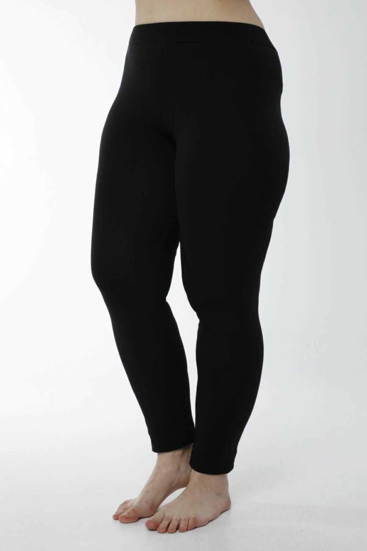 Kadın Siyah Büyük Beden Rahat Doku Battal Boy Uzun Tayt