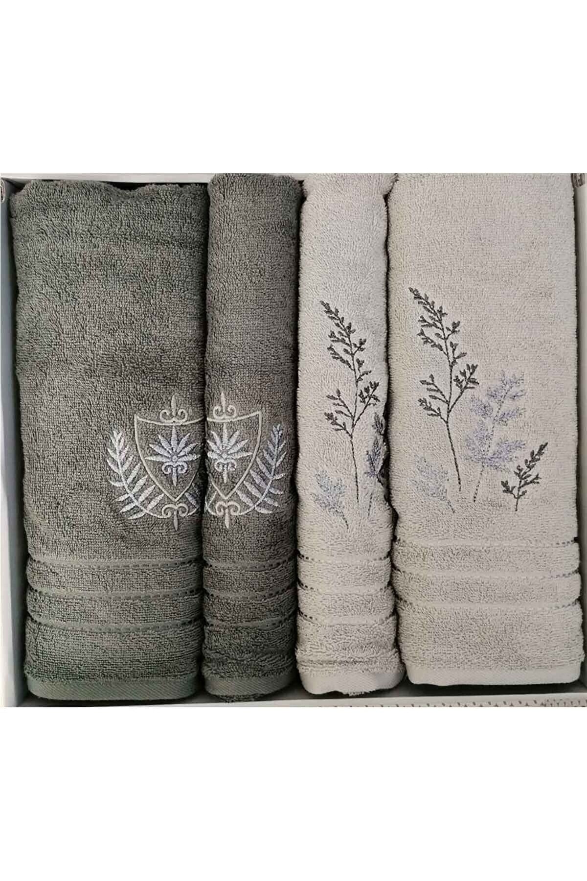 Soft Leaf Best Set Pamuklu (hamam Takımı) Yeşil - Koyu Yeşil