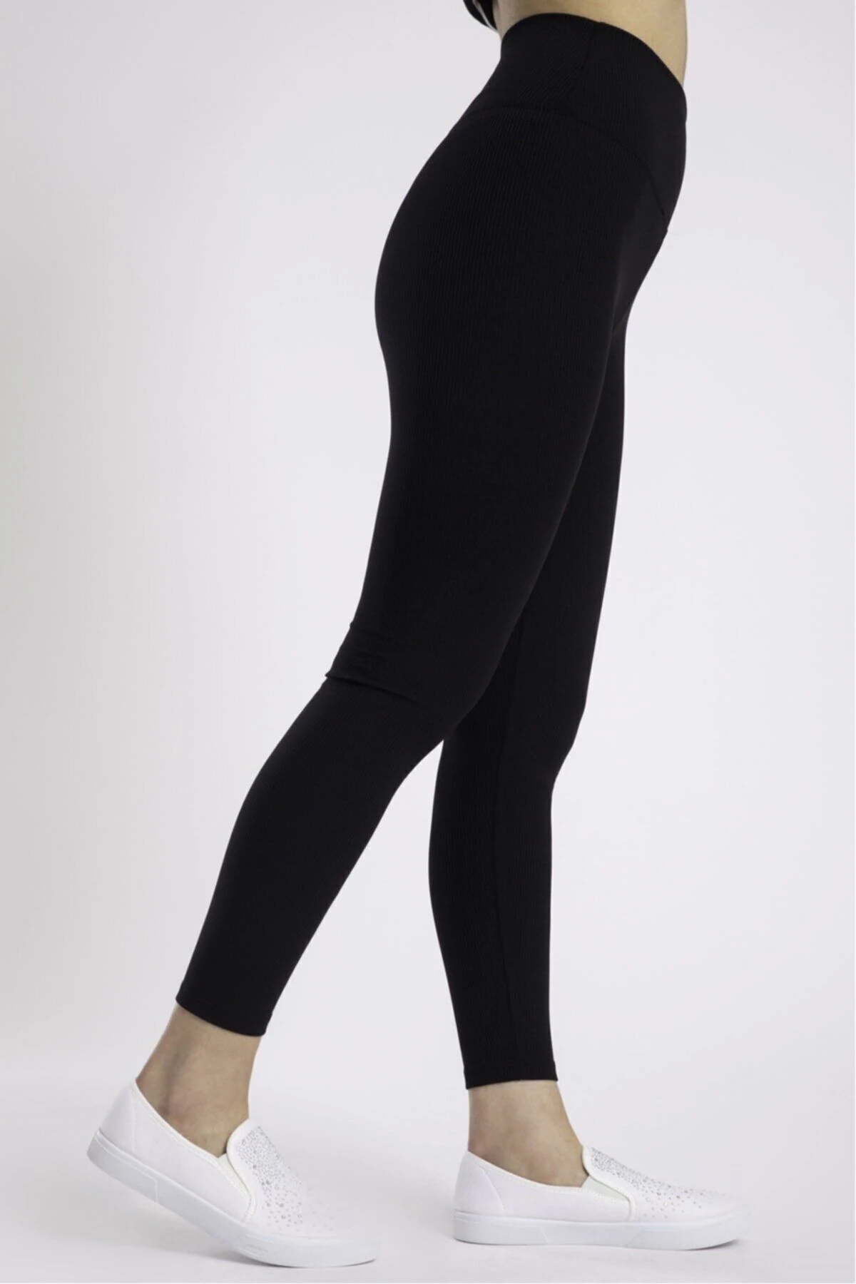 Siyah Büyük Beden Fitilli Toparlayıcı Tayt