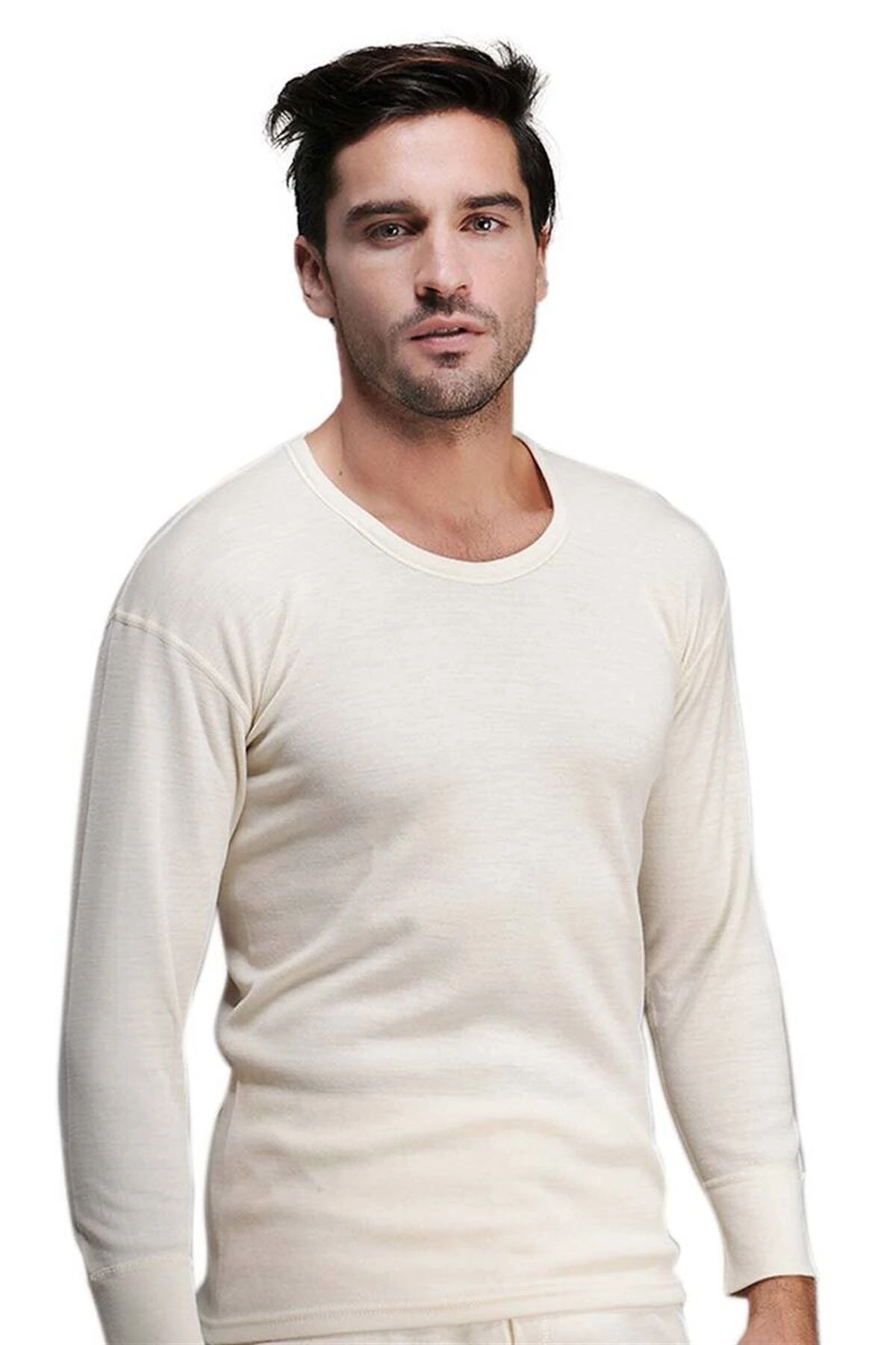Erkek Krem Uzun Kollu İçlik