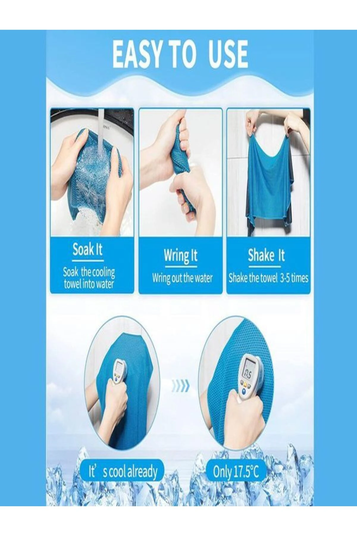 Serinletici Havlu Fular Cold Towel Sporcu Havlu 80 x 35 Cm Soğutma Havlusu Sporcu Soğuk Uygulama