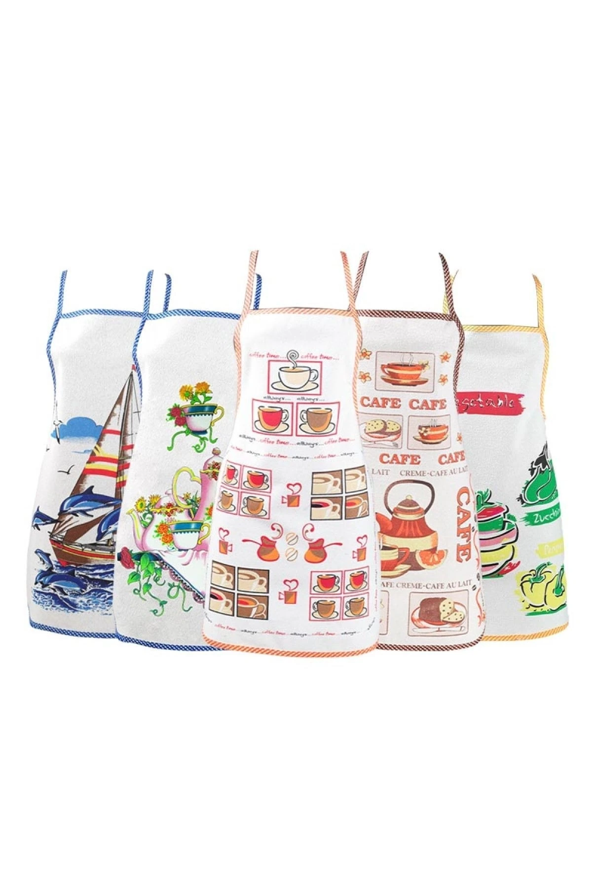 Outlet Ürün Karışık Desenli 3'lü Mutfak Önlüğü Sıvı Geçirmez