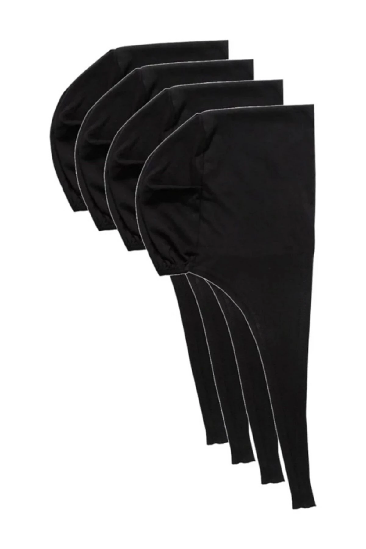 4 Adet Siyah Ligralı Bağcıklı Penye Düz Siyah Renk Bone