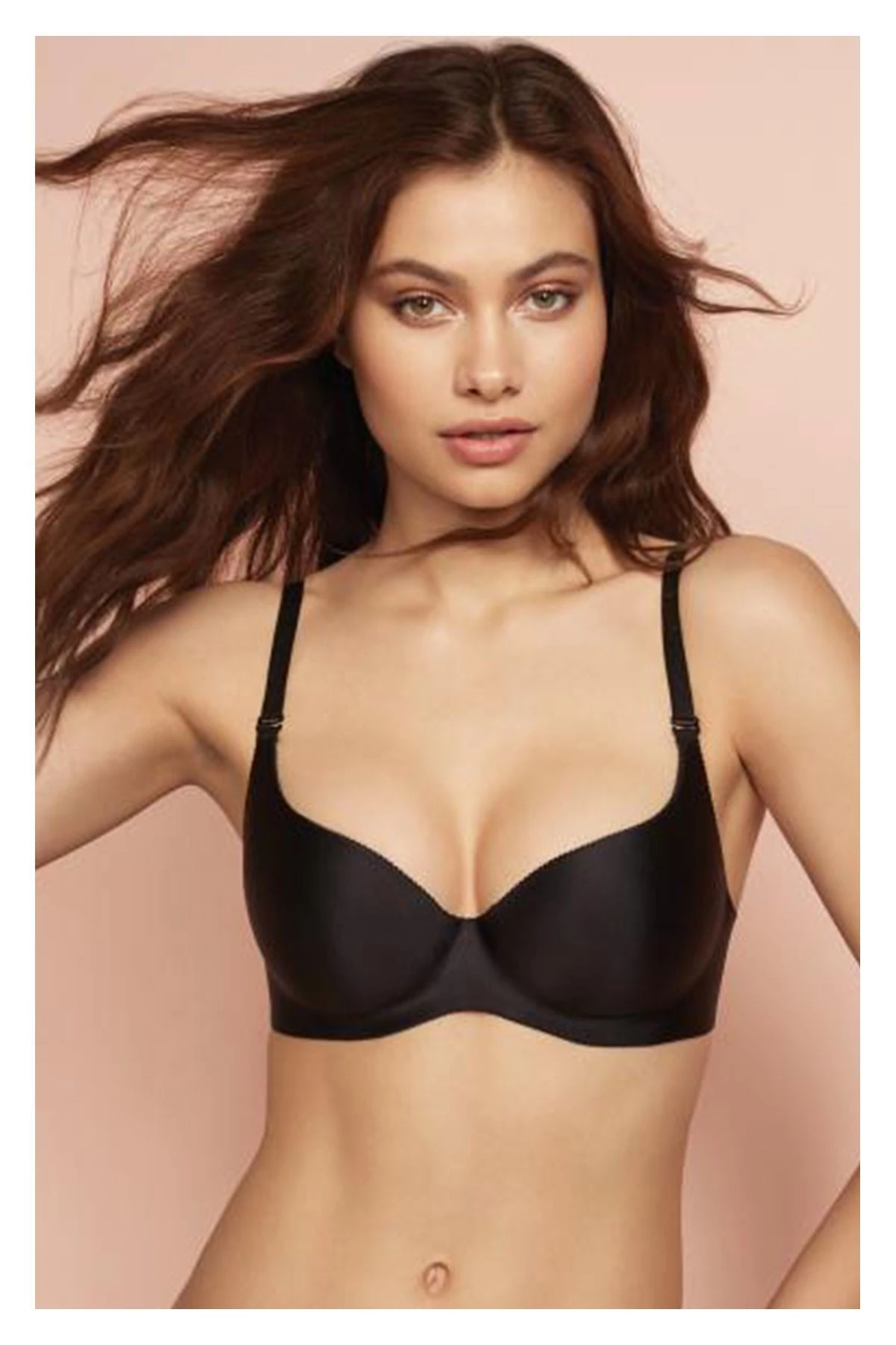 Kadın Sıyah Telsiz Lazer Kesim Destekli Sütyen