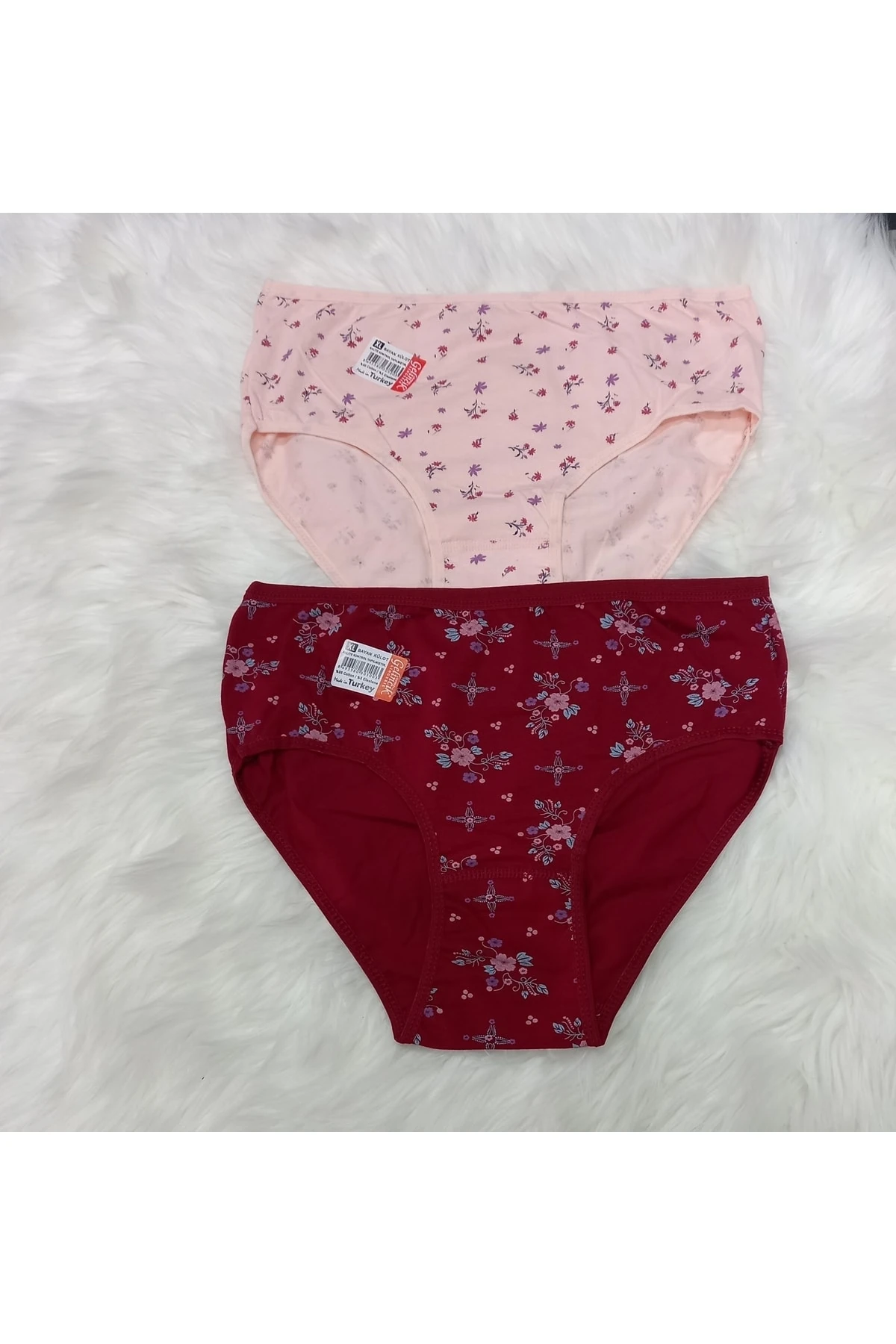 Büyük Beden 2 'li Paket Kadın Külot - Xl Bordo/pudra