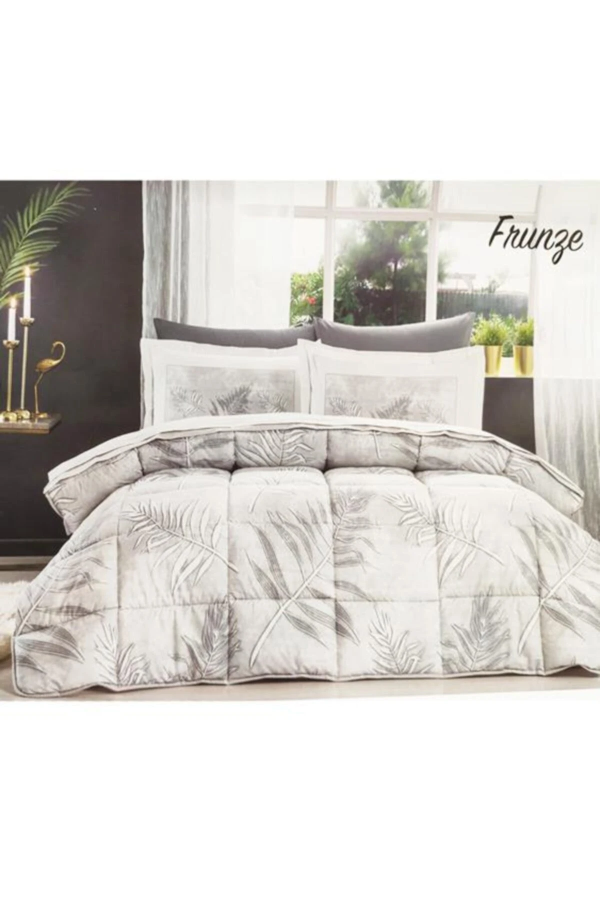 Ranforce Çift Kişilik Uyku Seti Frunze Gri