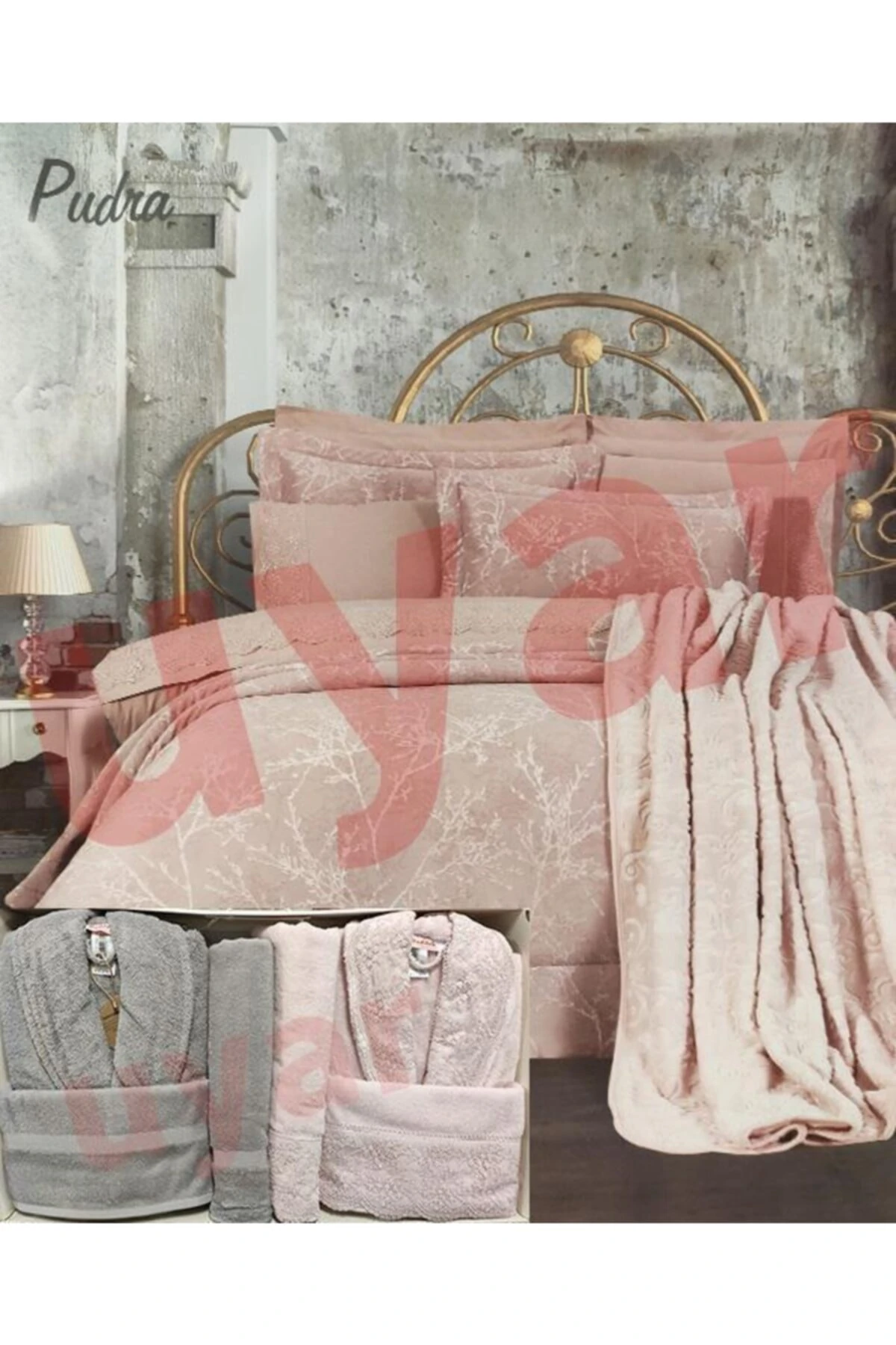 Branch Çeyiz Seti 15 Parça Düğün Paketi Pudra