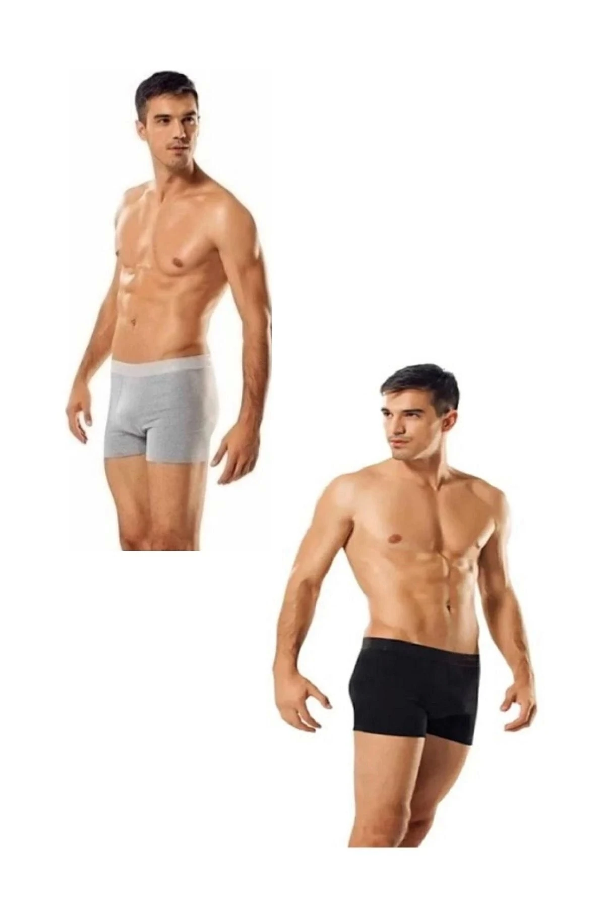 Erkek Elastan Likralı Boxer 3 Siyah + 3 Gri 6'lı Paket Abani Classic