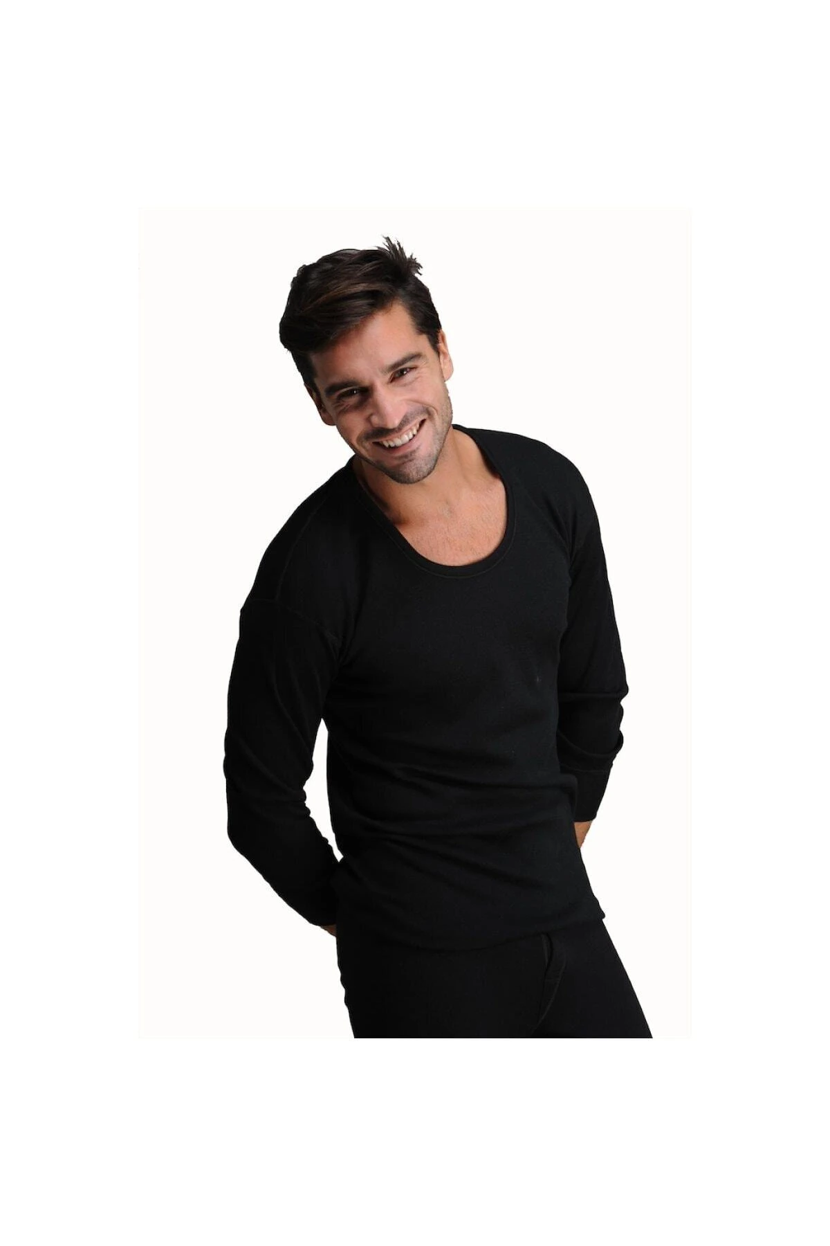 Erkek Uzun Kollu Siyah Yün Termal Içlik